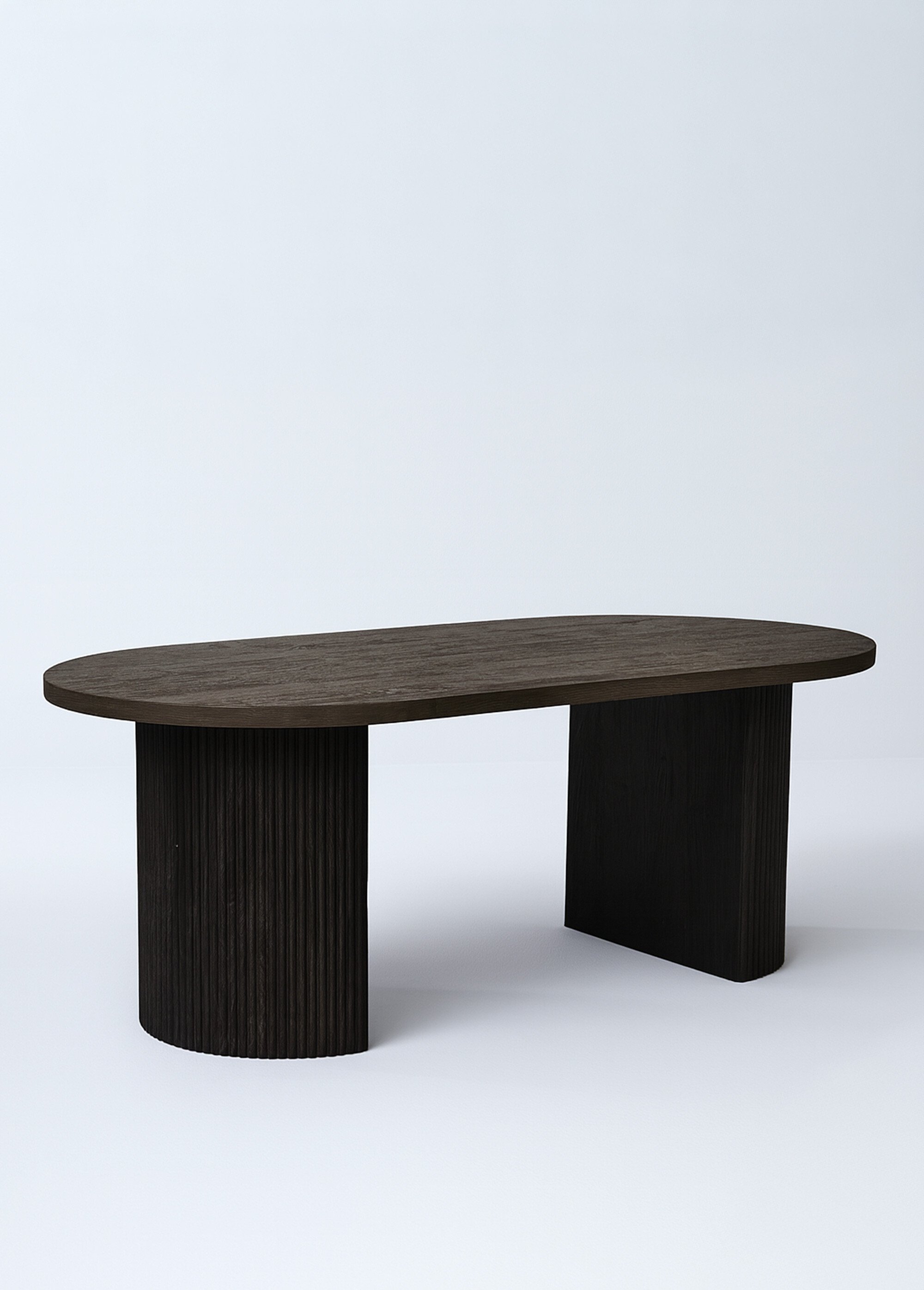 Table basse ovale avec pieds rainurés 1F MARRON HN-2102120 FA1