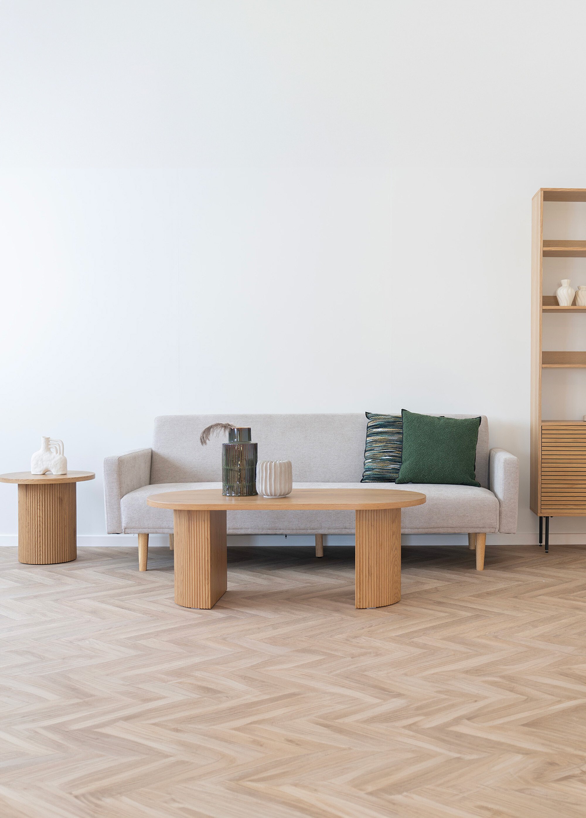 Table basse ovale avec pieds rainurés 2C BEIGE HN-2102121 SI1