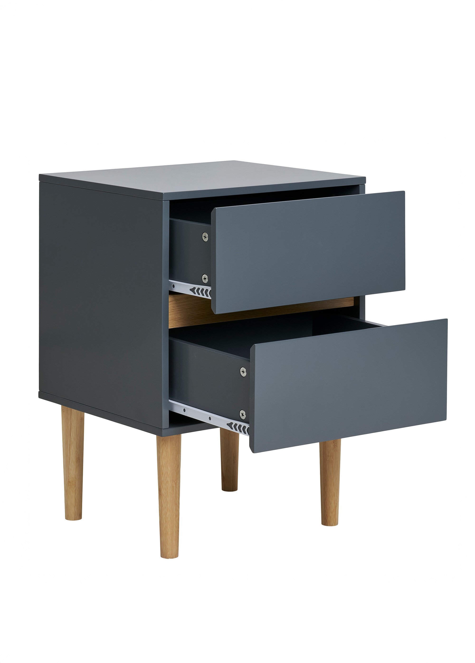 Table d'appoint 2 tiroirs, en bois peint GRIS FONCE HN-3102030 DE2