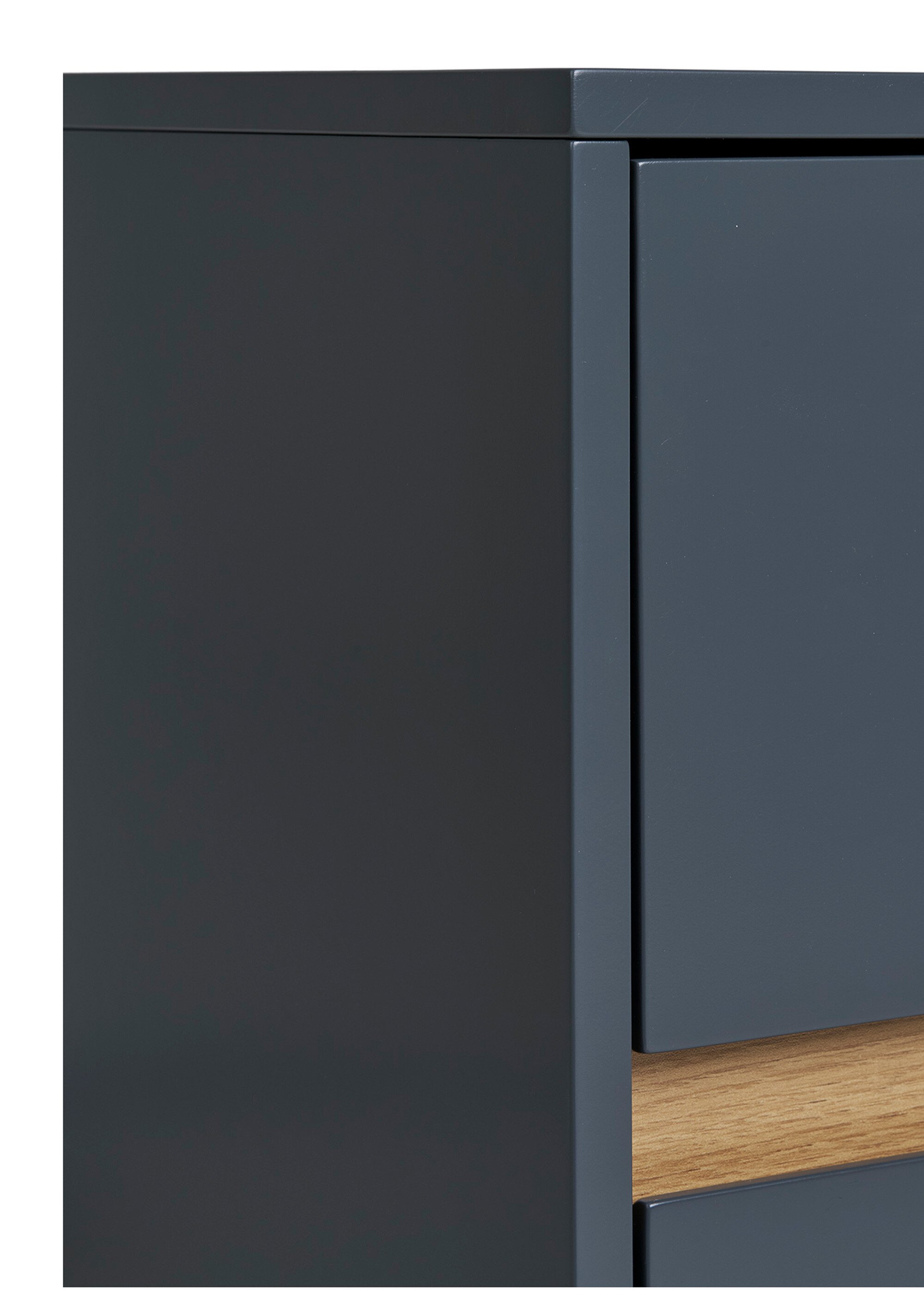 Table d'appoint 2 tiroirs, en bois peint GRIS FONCE HN-3102030 DE4