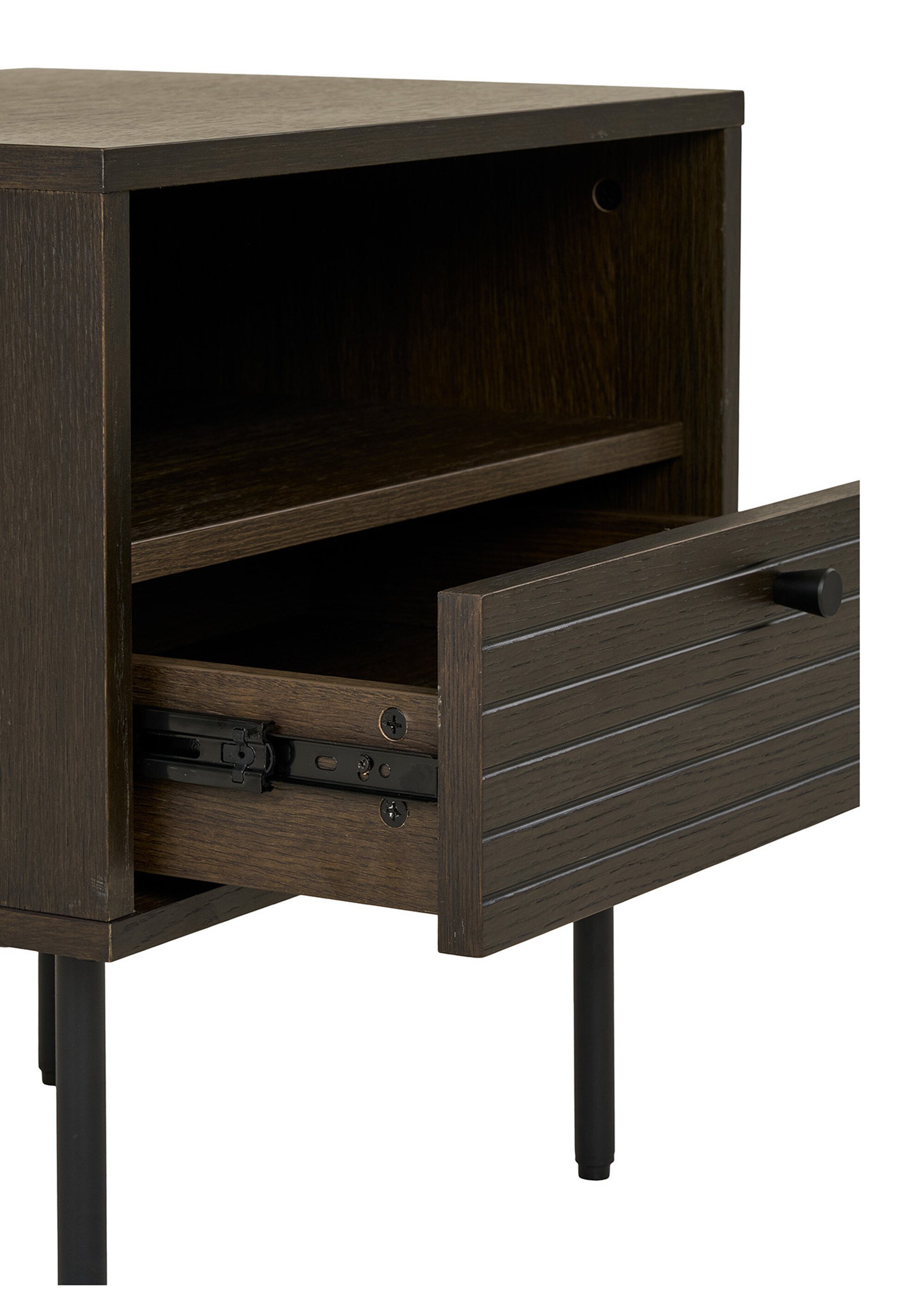 Table d'appoint chêne plaqué, 1 tiroir FUME HN-3701001 DE3