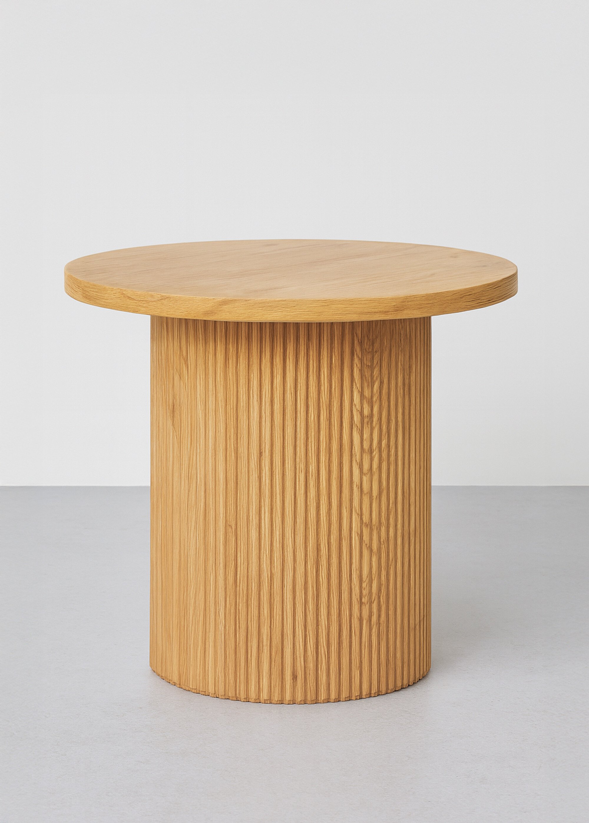 Table d'appoint ronde en chêne plaqué BEIGE HN-2102111 FA1