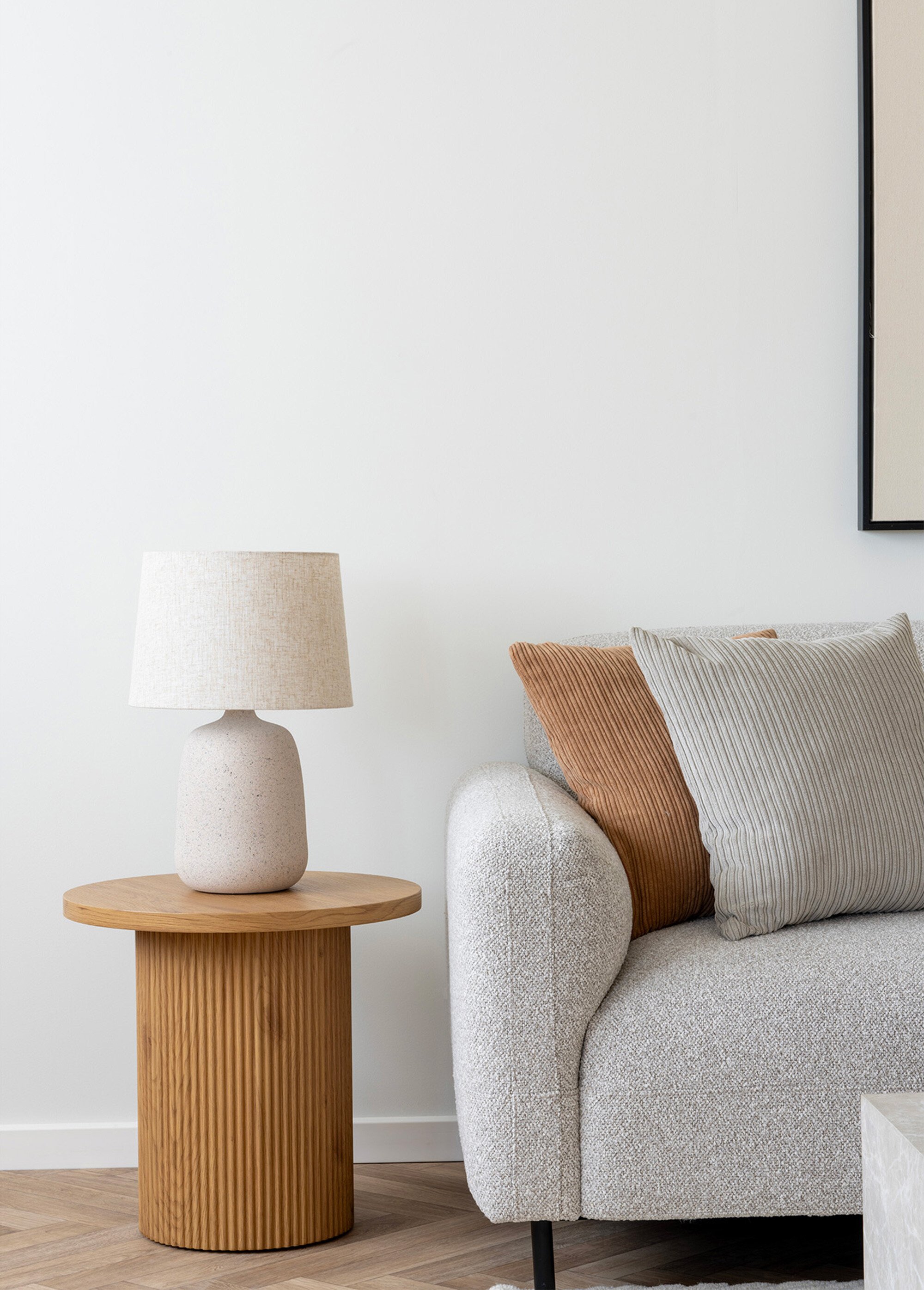 Table d'appoint ronde en chêne plaqué BEIGE HN-2102111 SI1