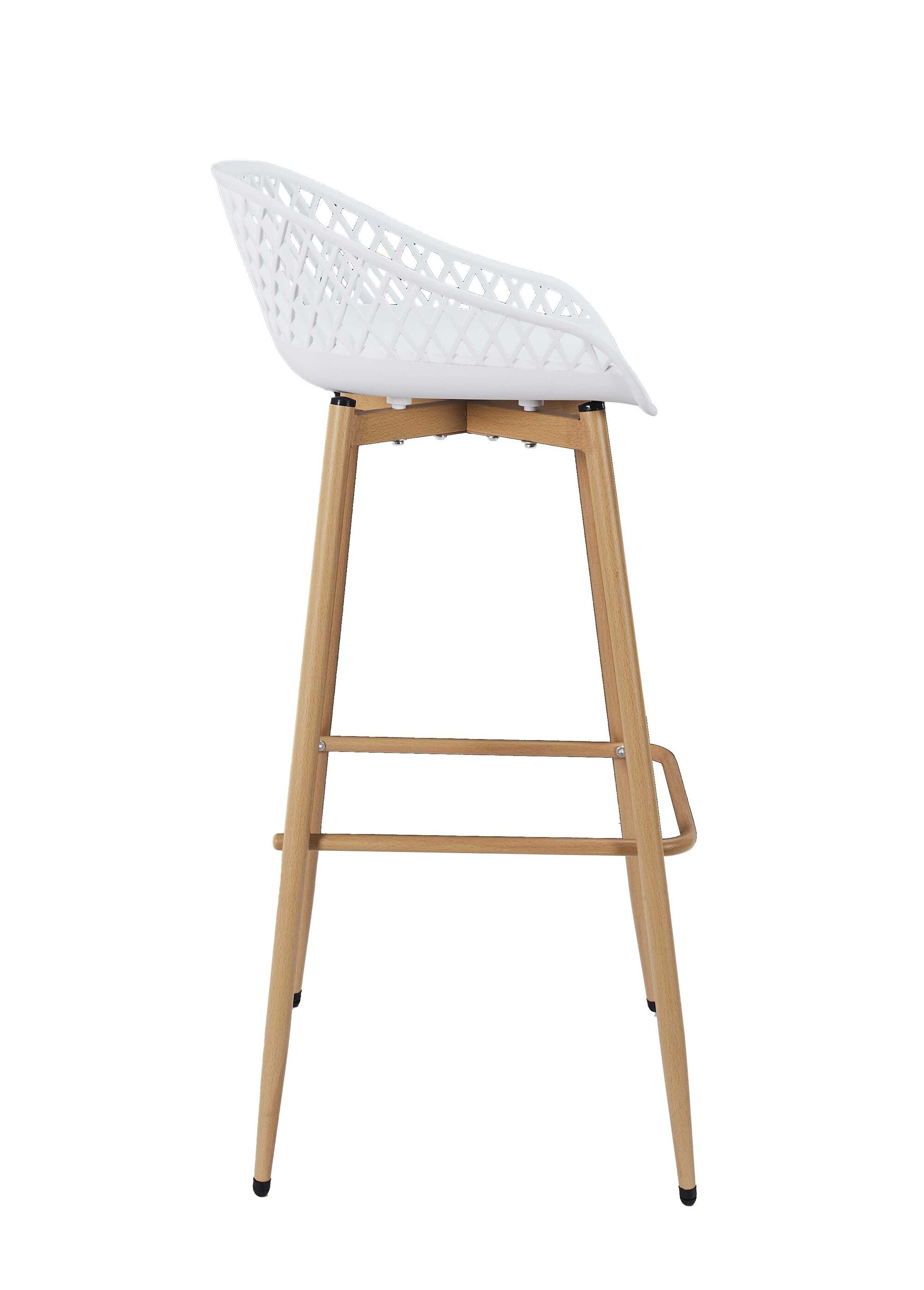 Tabouret de bar avec dossier ajouré BLANC CMP-HDO7285 DR1