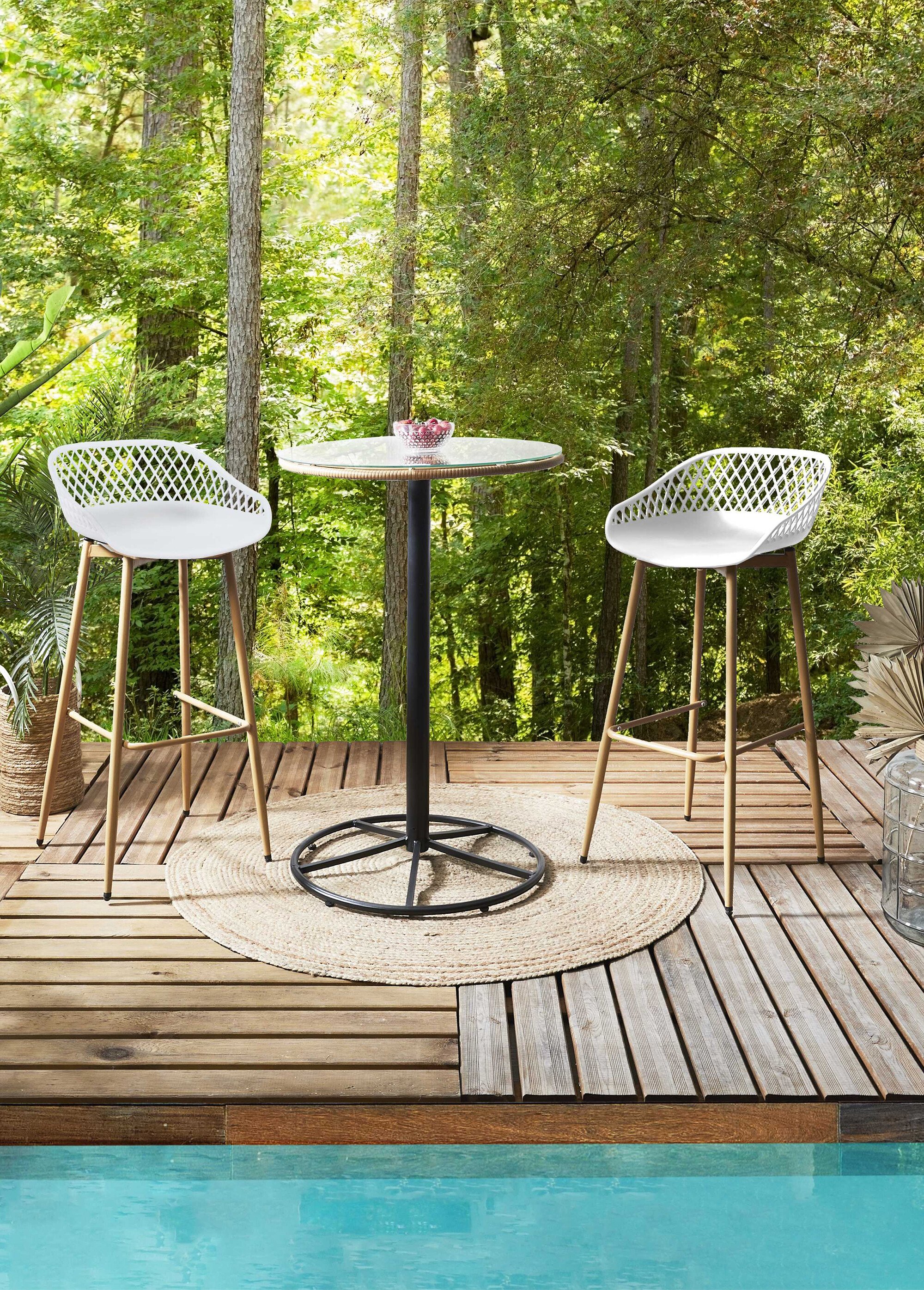 Tabouret de bar avec dossier ajouré BLANC CMP-HDO7285 SI1