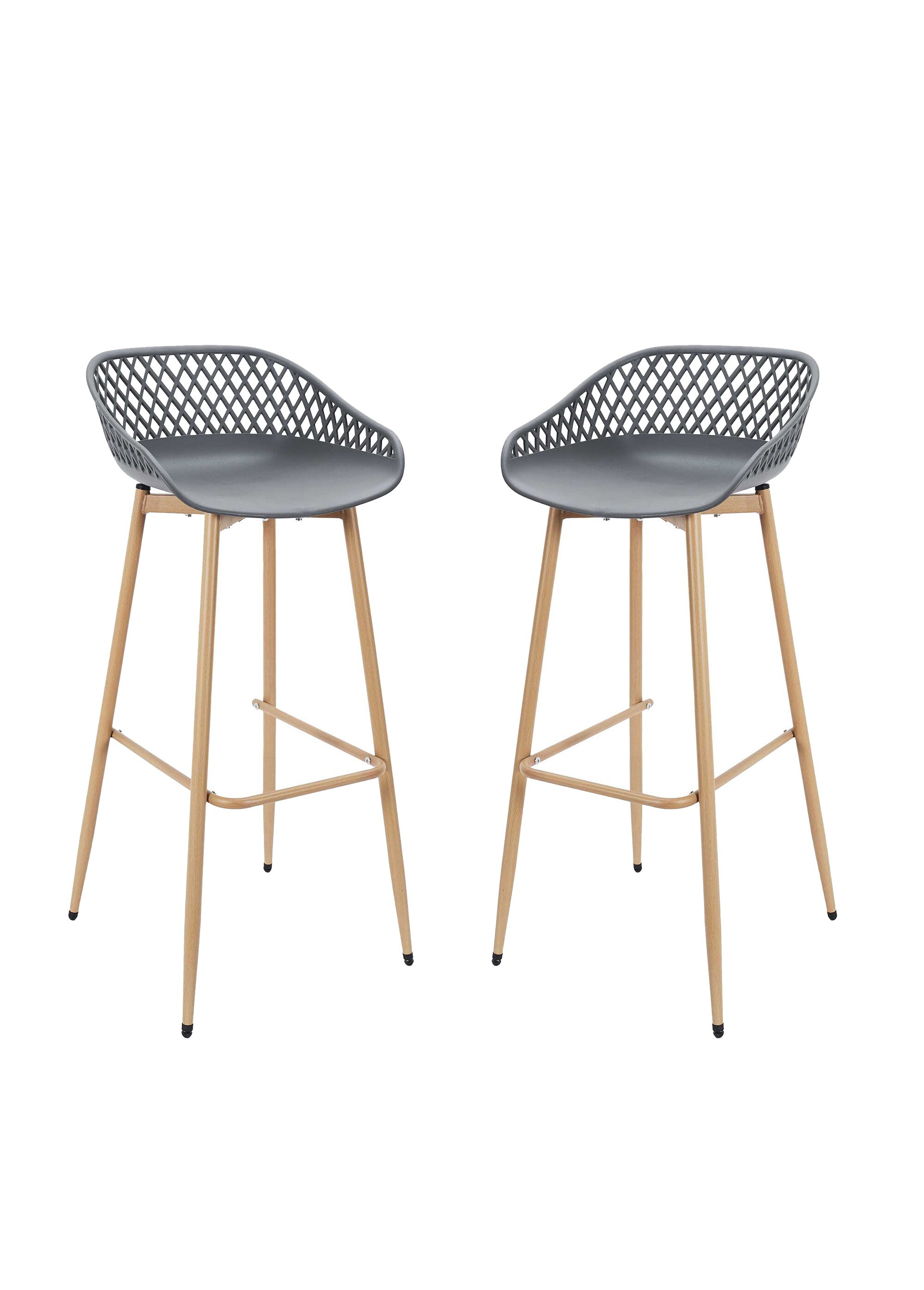 Tabouret de bar avec dossier ajouré GRIS CMP-HDO7285 FA1