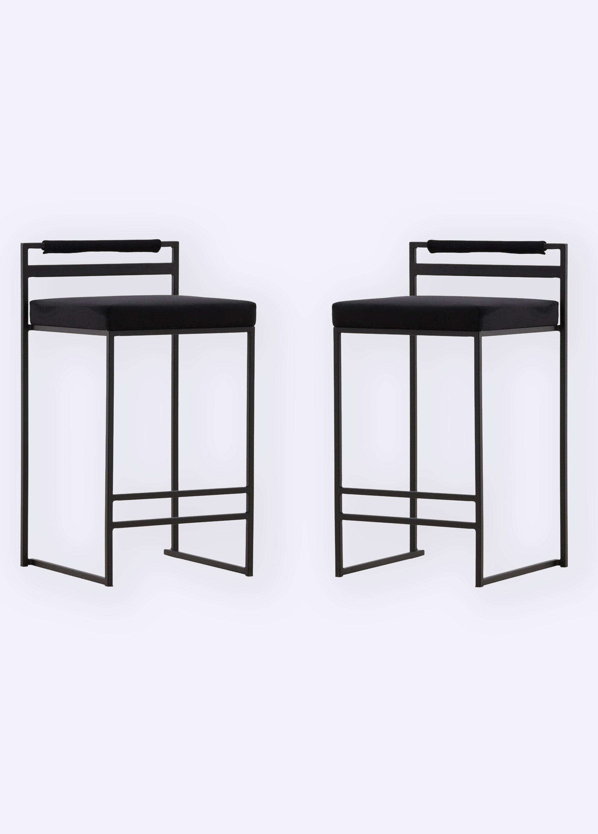 Tabourets de bar velours structure métal NOIR VEN-15350-120 FA1