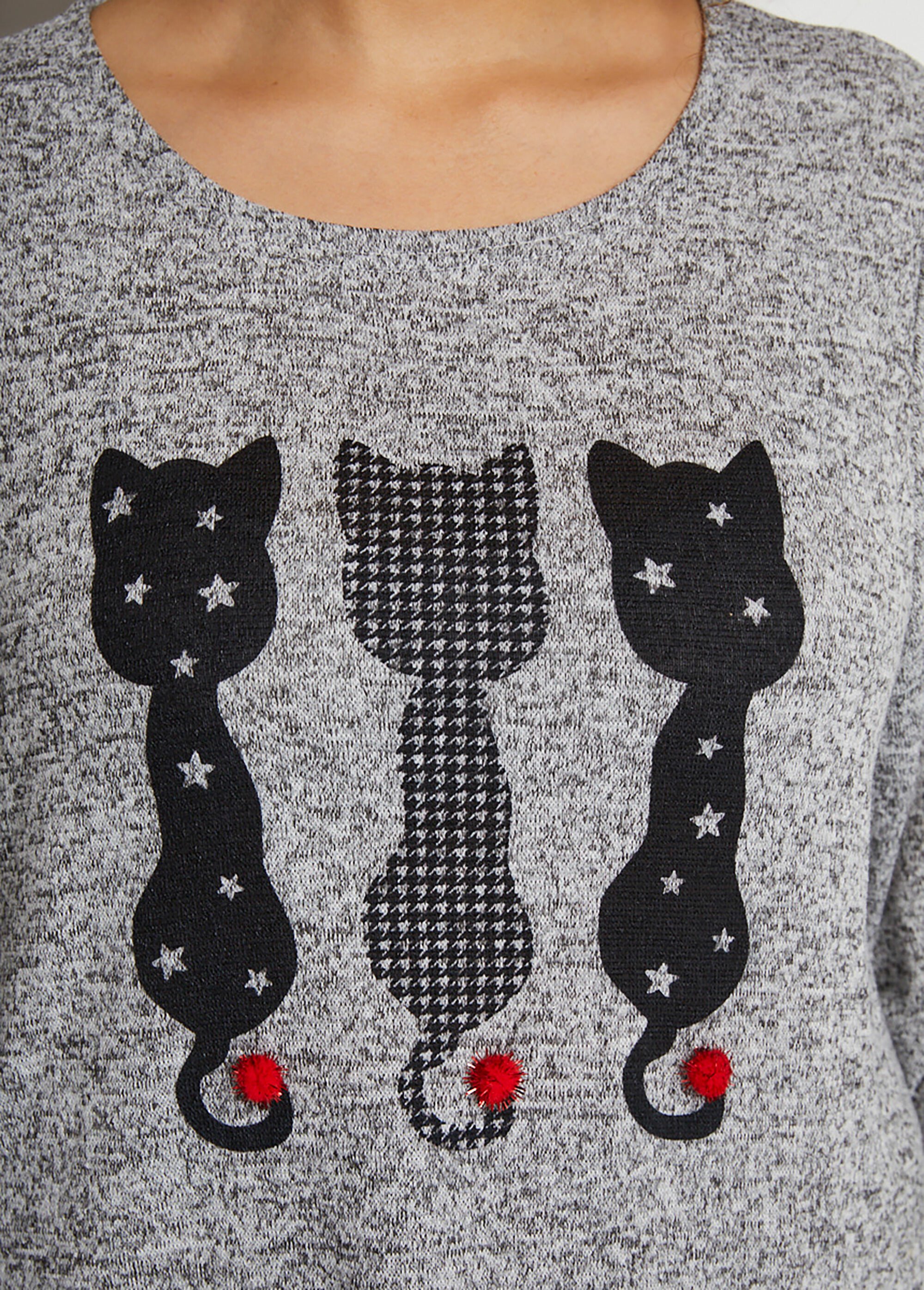 T-shirt manches longues motif chats