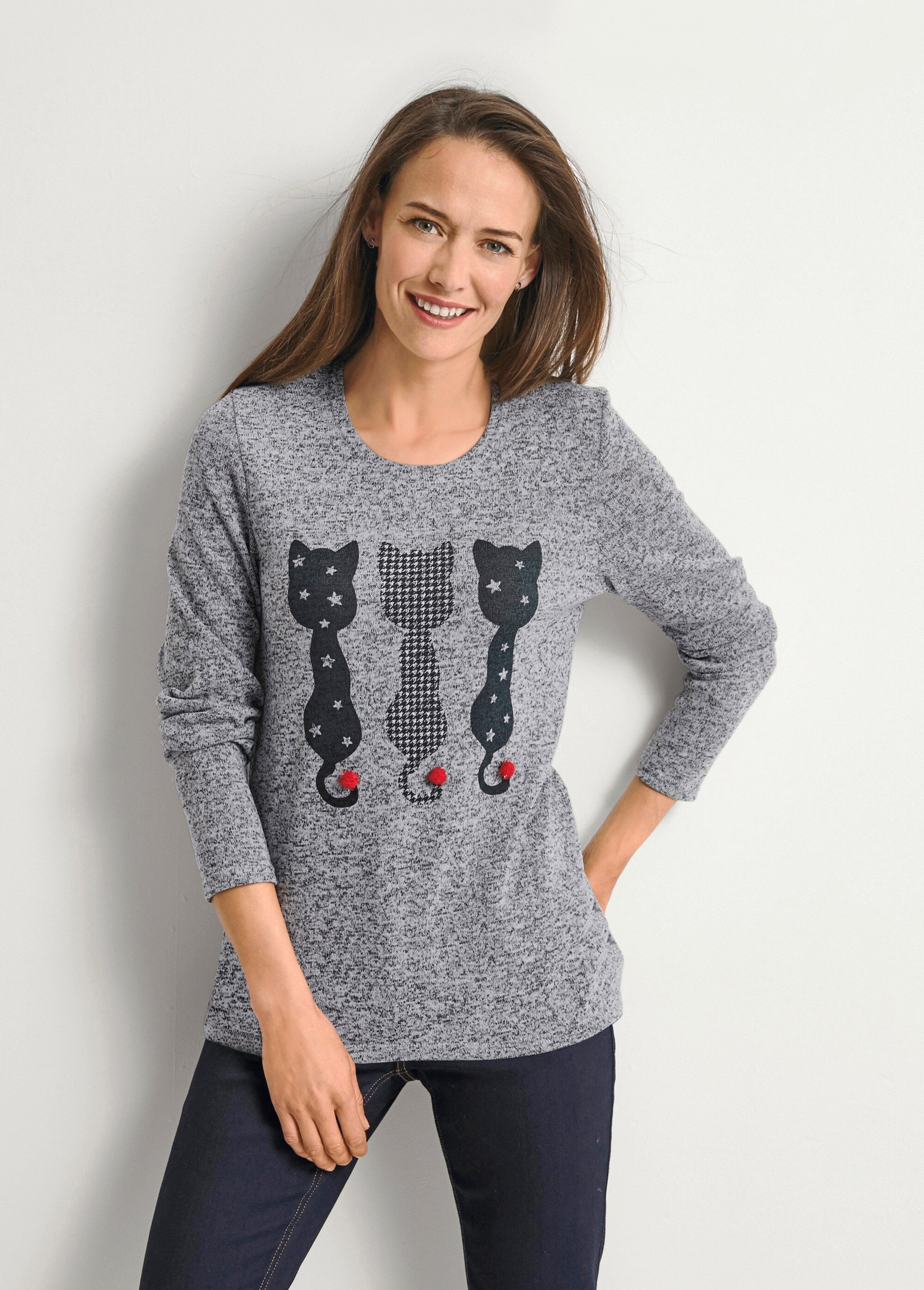 T-shirt manches longues motif chats