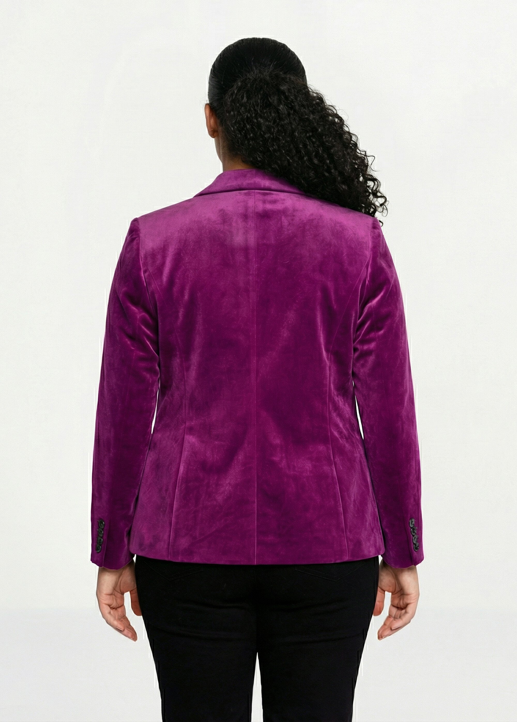 Veste blazer droite velours uni col tailleur