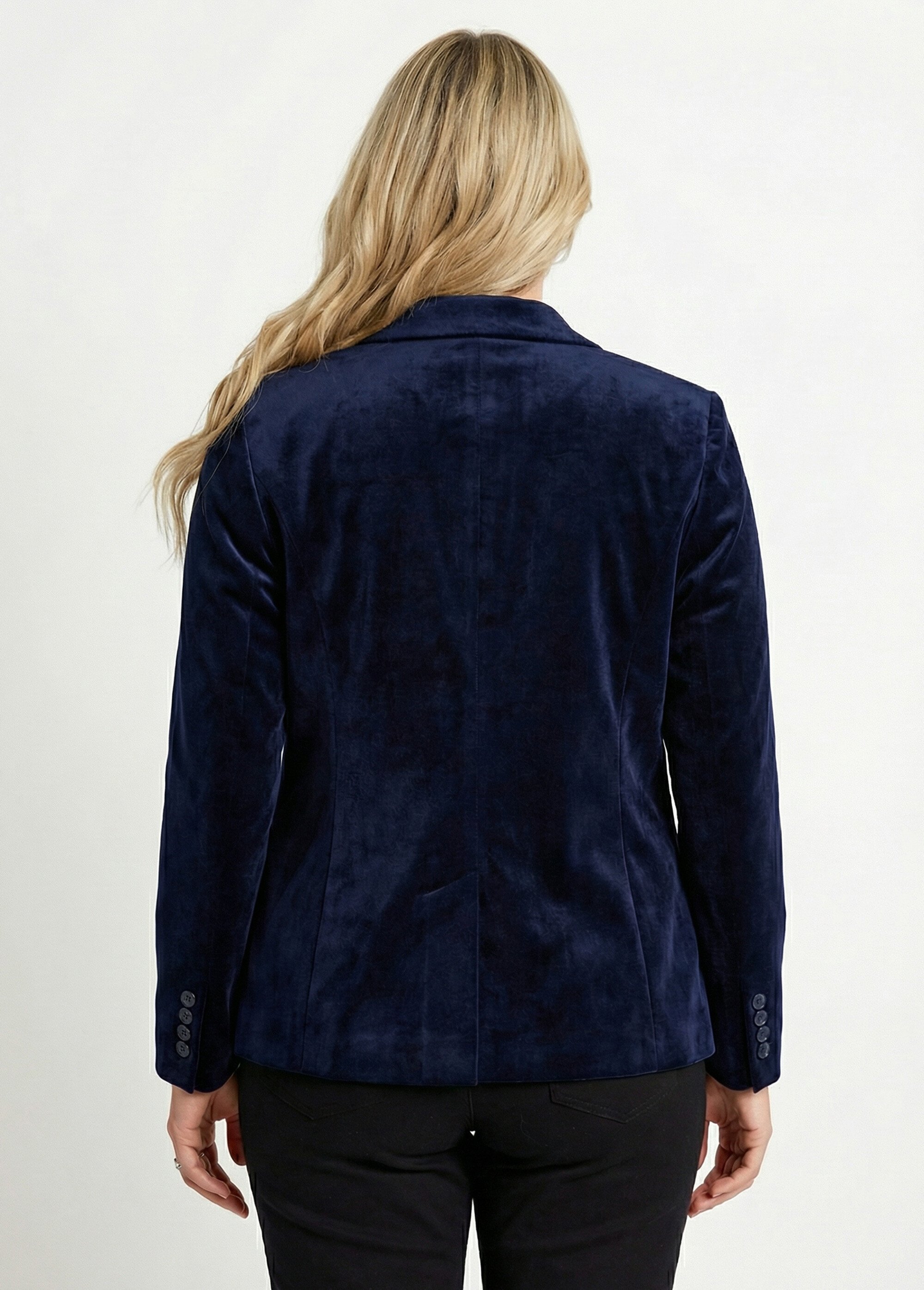 Veste blazer droite velours uni col tailleur
