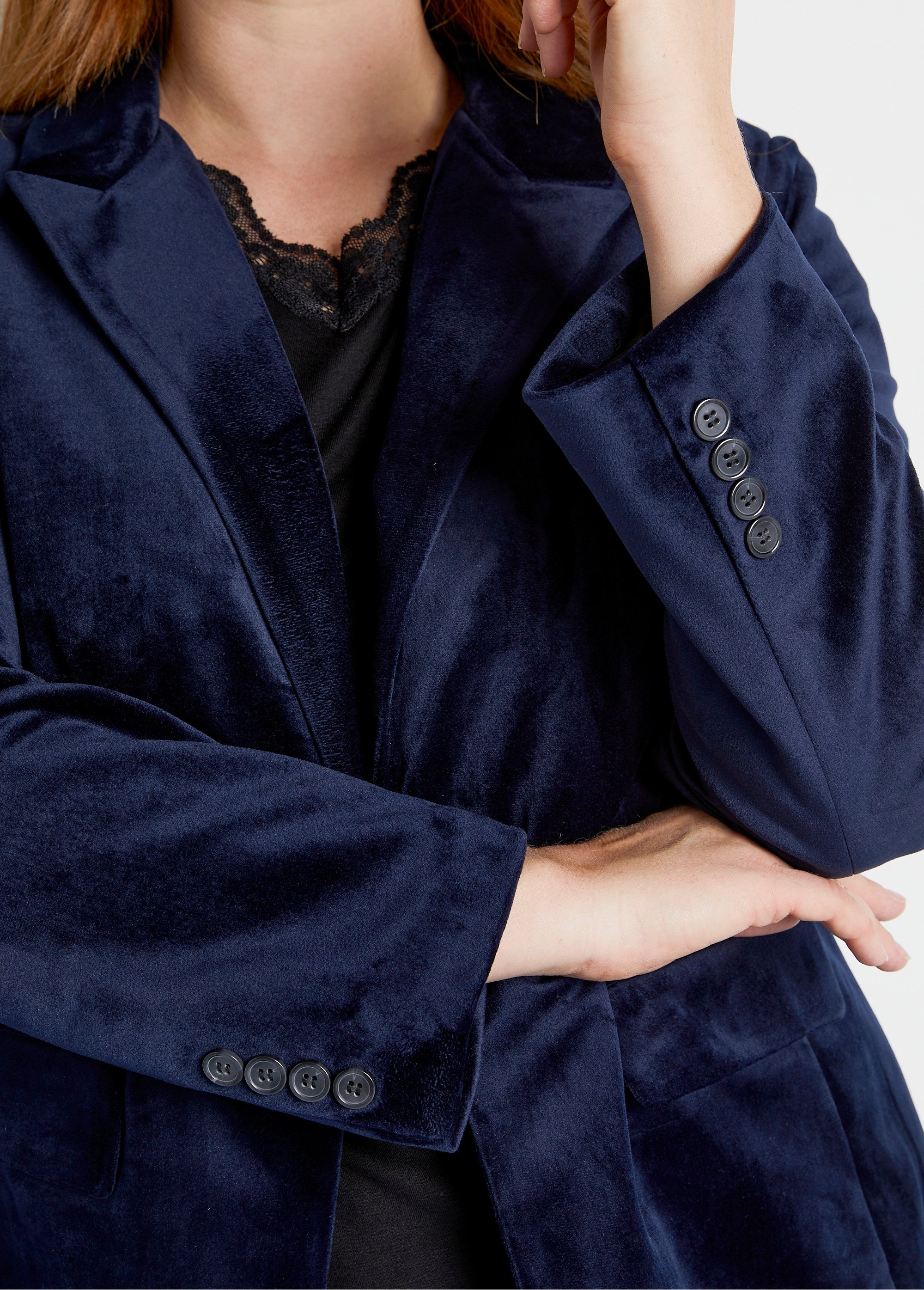 Blazer Velours Bleu Foncé Talbots, Taille 6 (femme), Très Bon état