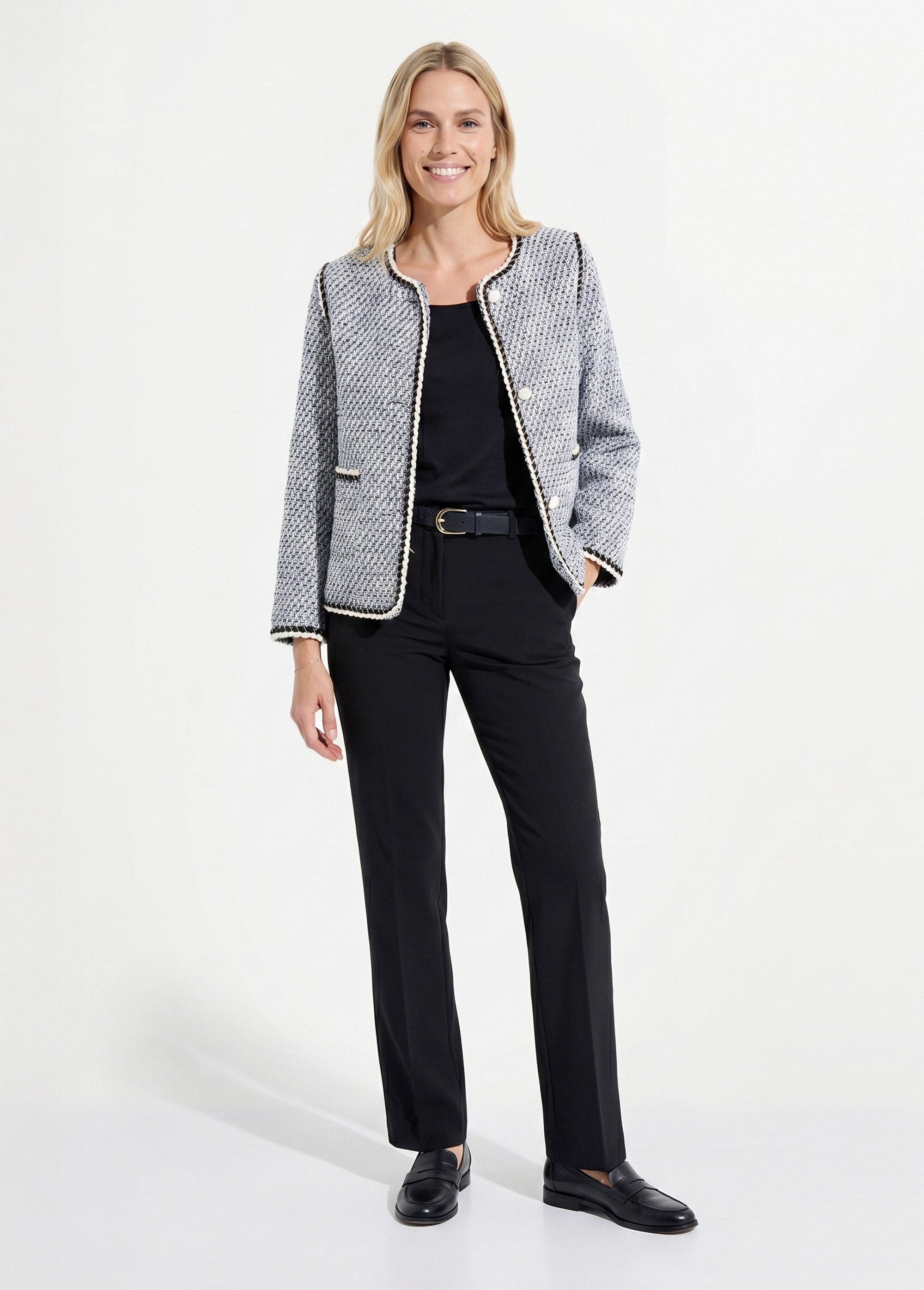 Veste courte sans col tissu effet tweed Femme Noir TASMANE SI1