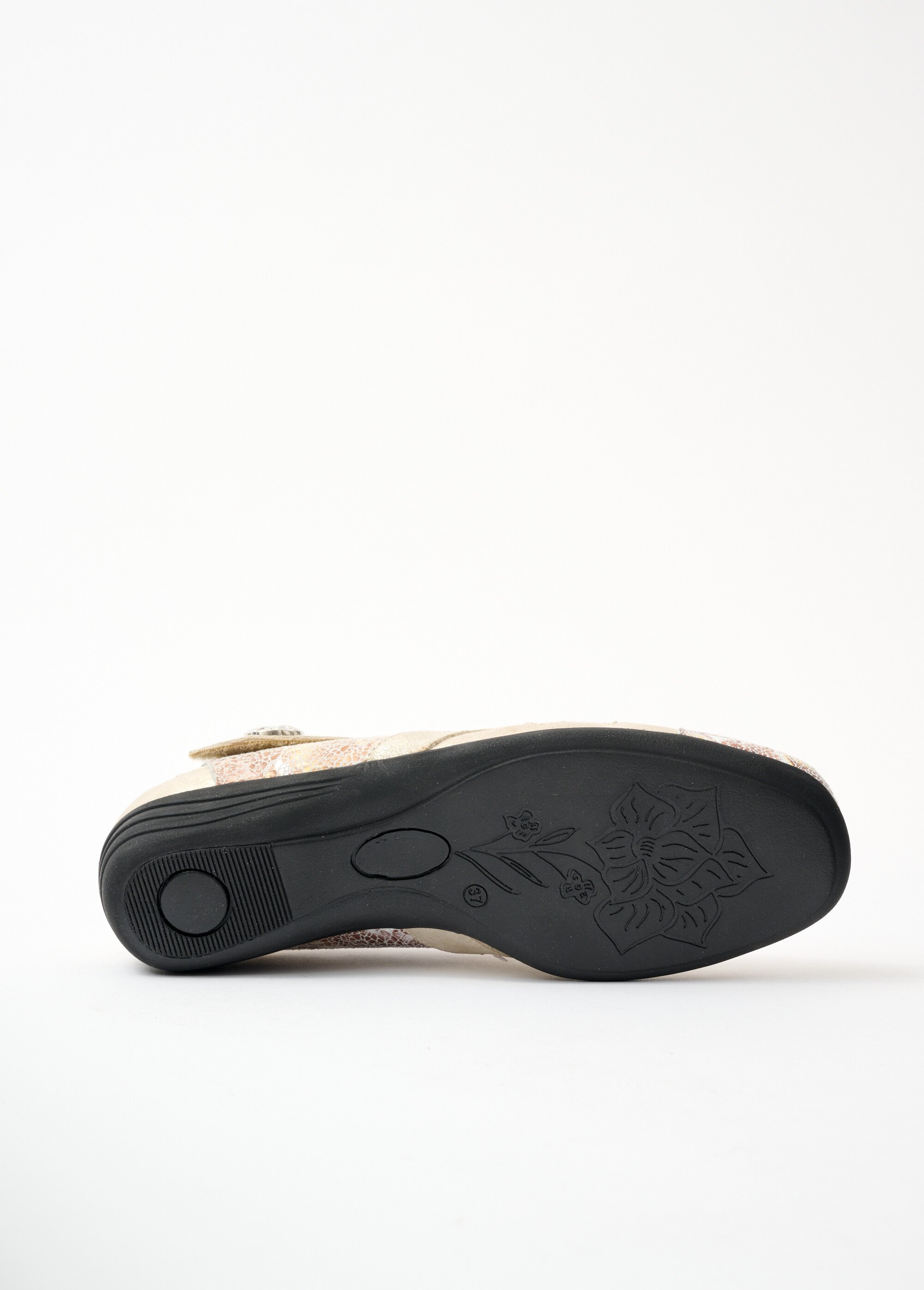 Ballerines grande largeur cuir scratchées Femme Beige OXYMEL UN1