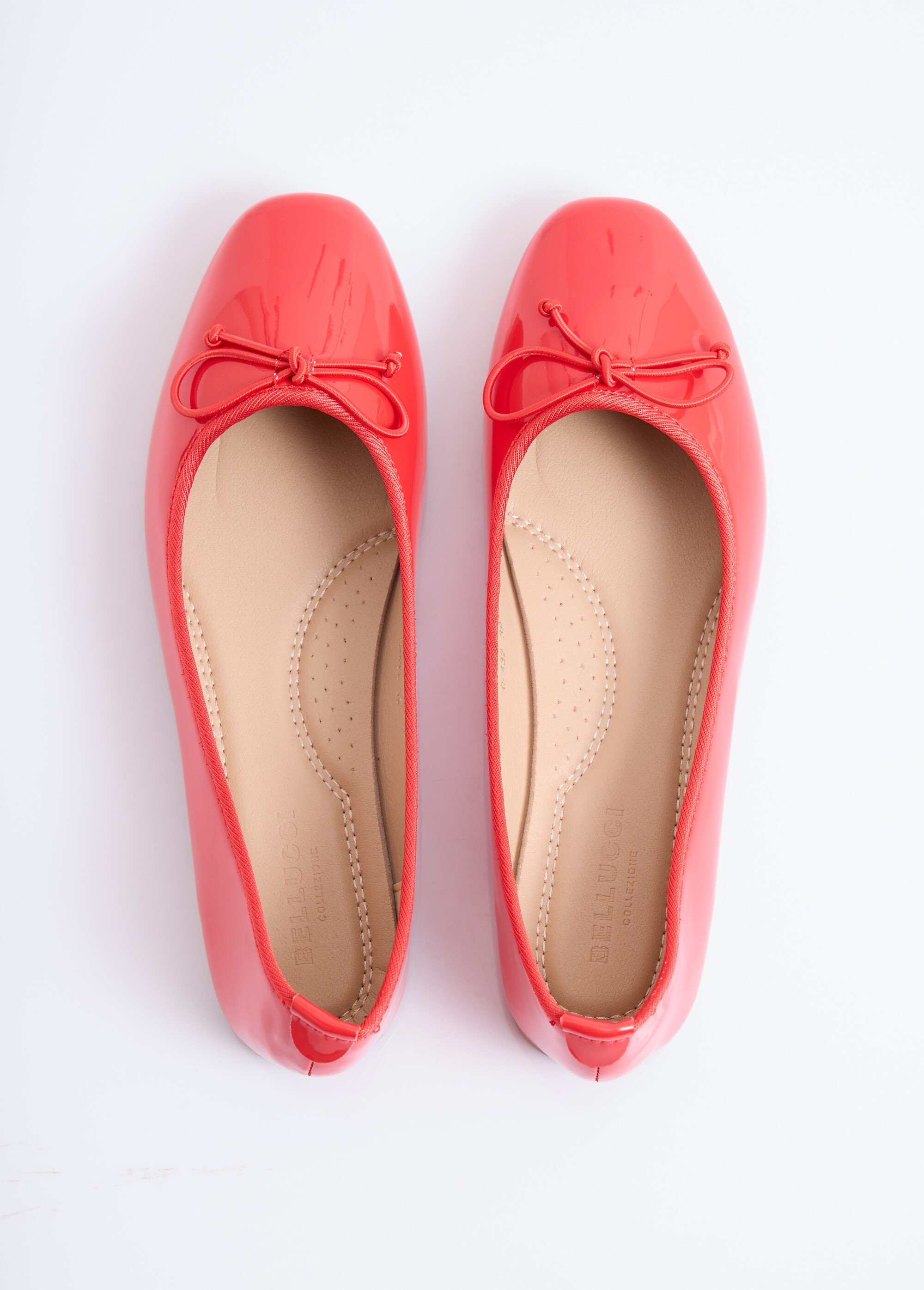 Ballerines vernies plates, petit noeud Femme Rouge BELC-432 OV1