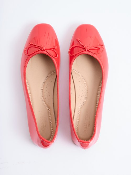 Ballerines vernies plates, petit noeud Femme Rouge BELC-432 OV1