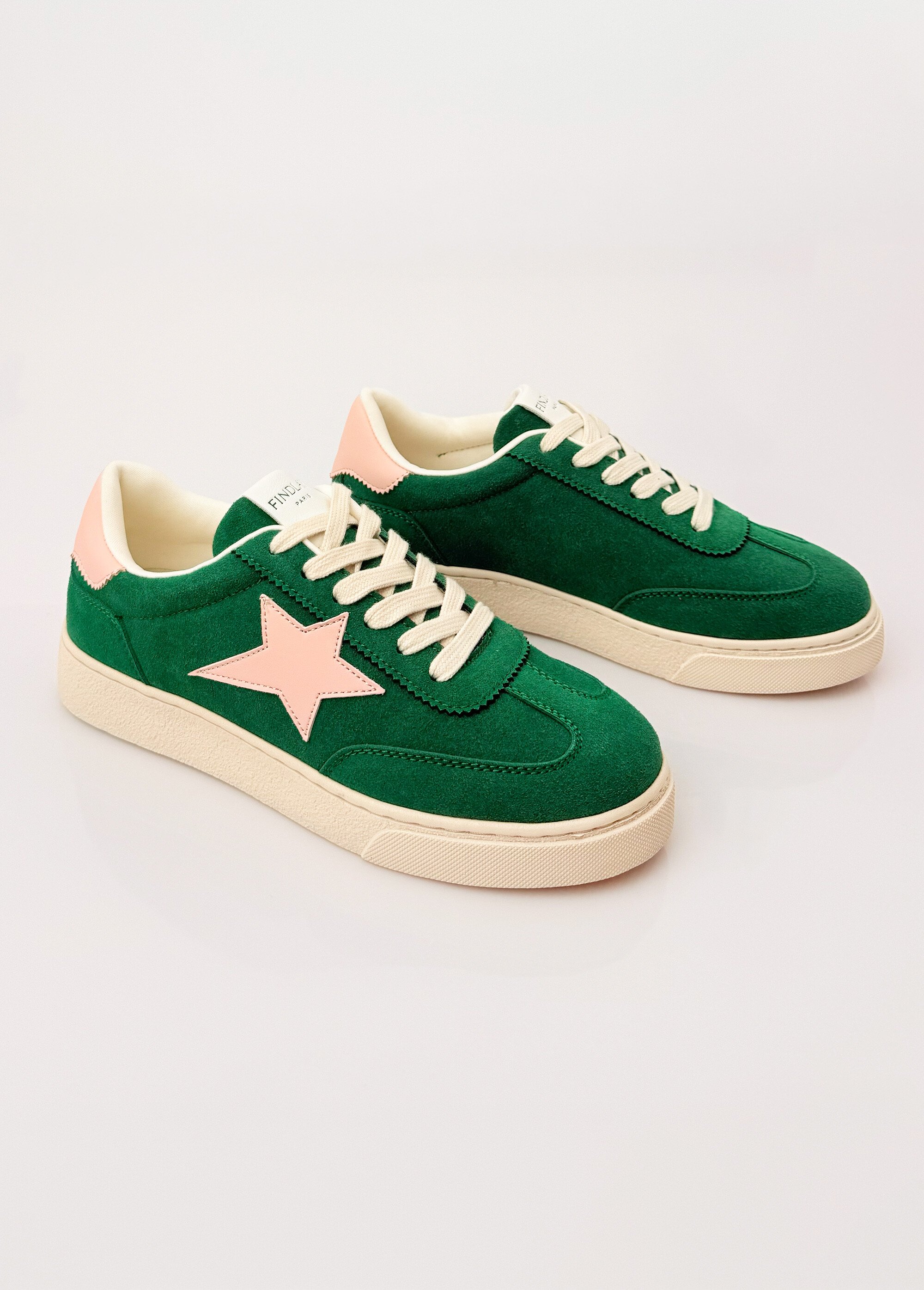 Baskets à lacets avec détail étoile Femme Vert COVFY1152 DE1