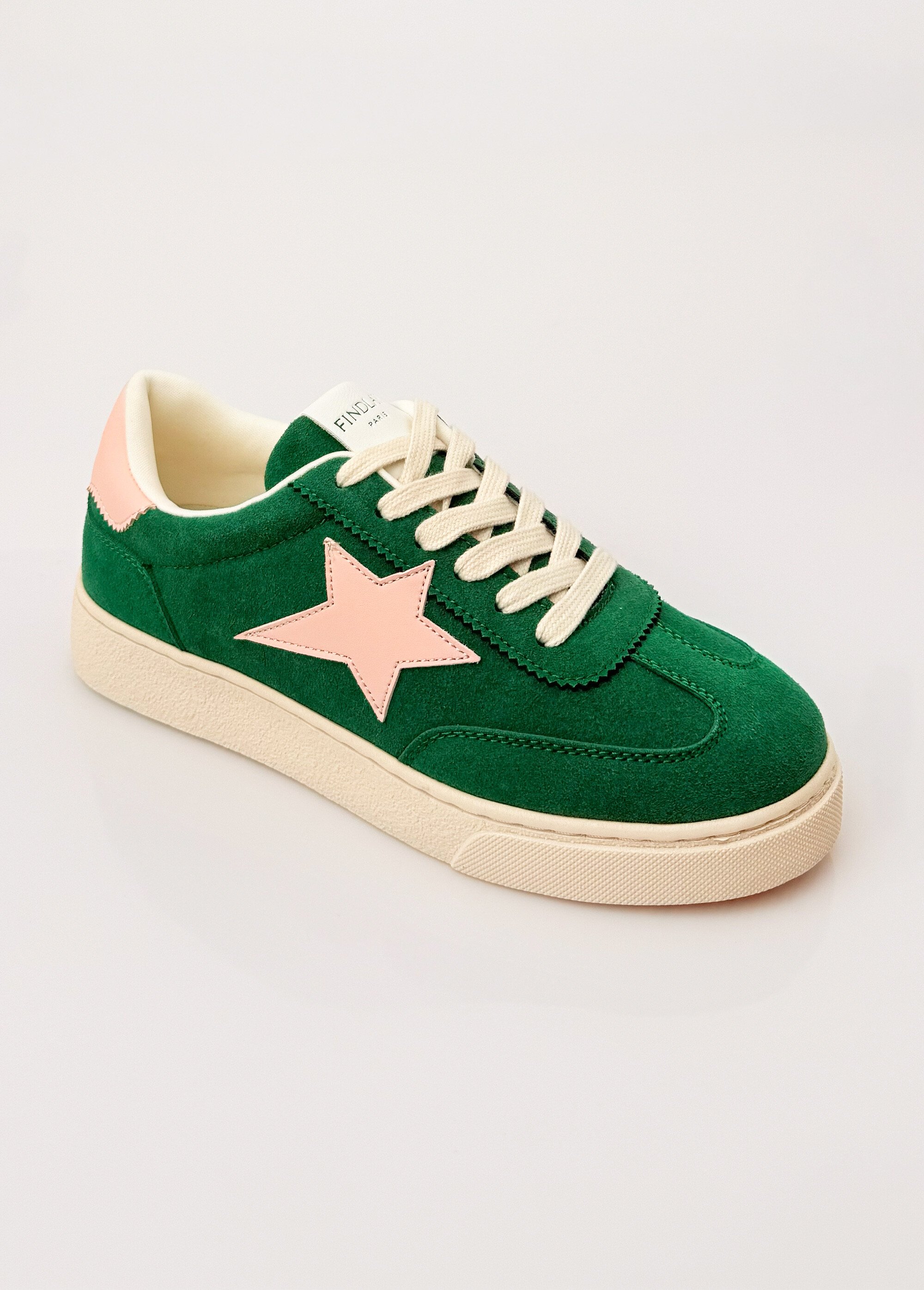 Baskets à lacets avec détail étoile Femme Vert COVFY1152 FA1