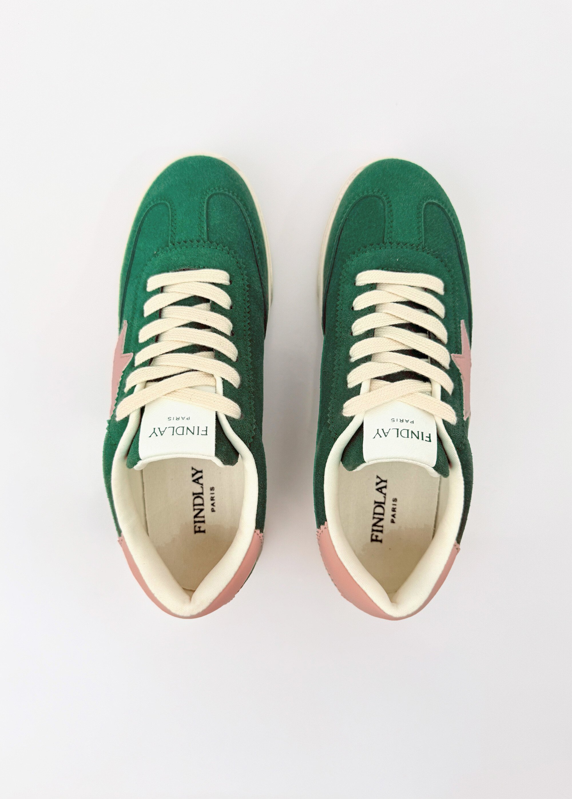 Baskets à lacets avec détail étoile Femme Vert COVFY1152 OV1
