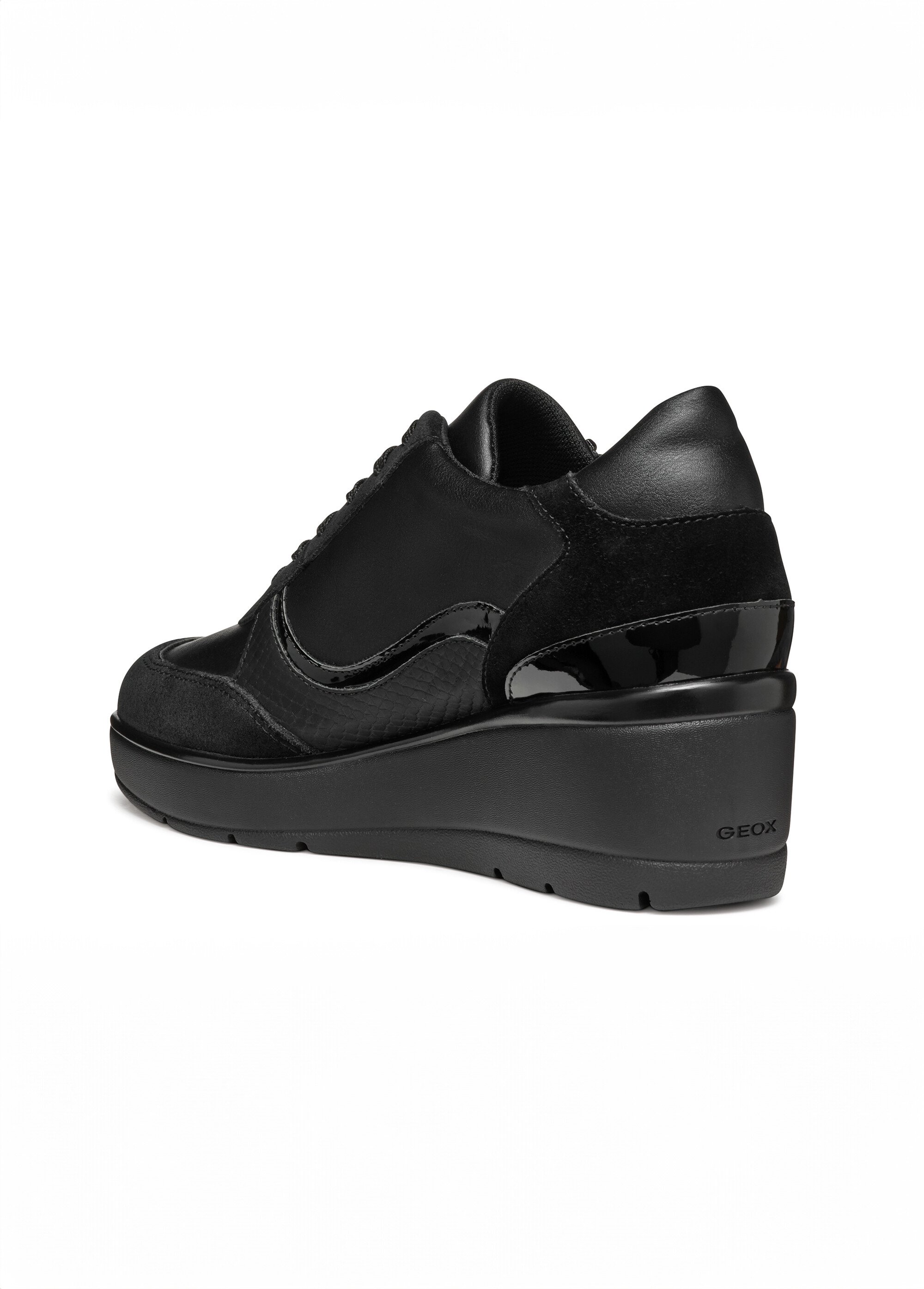 Baskets multimatières semelle compensée Femme Noir GEO-D46RAA DO1
