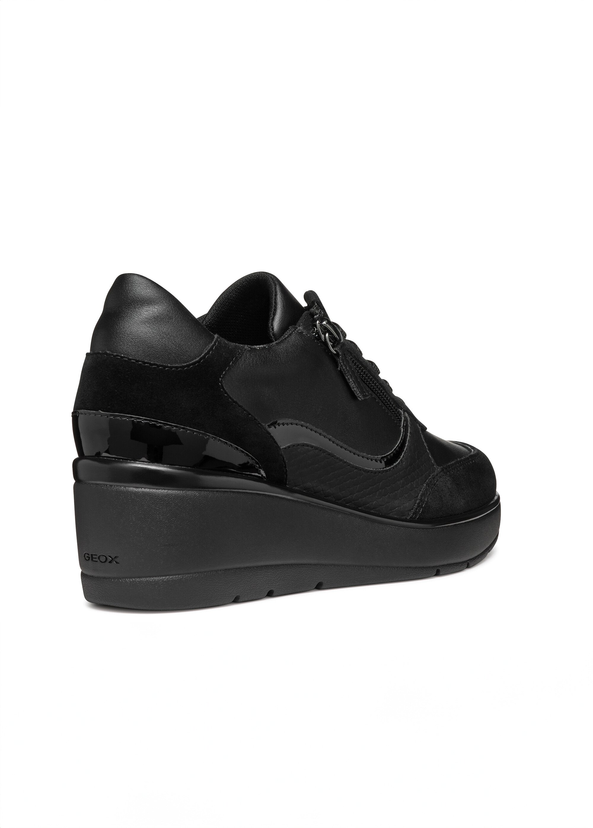 Baskets multimatières semelle compensée Femme Noir GEO-D46RAA DO2