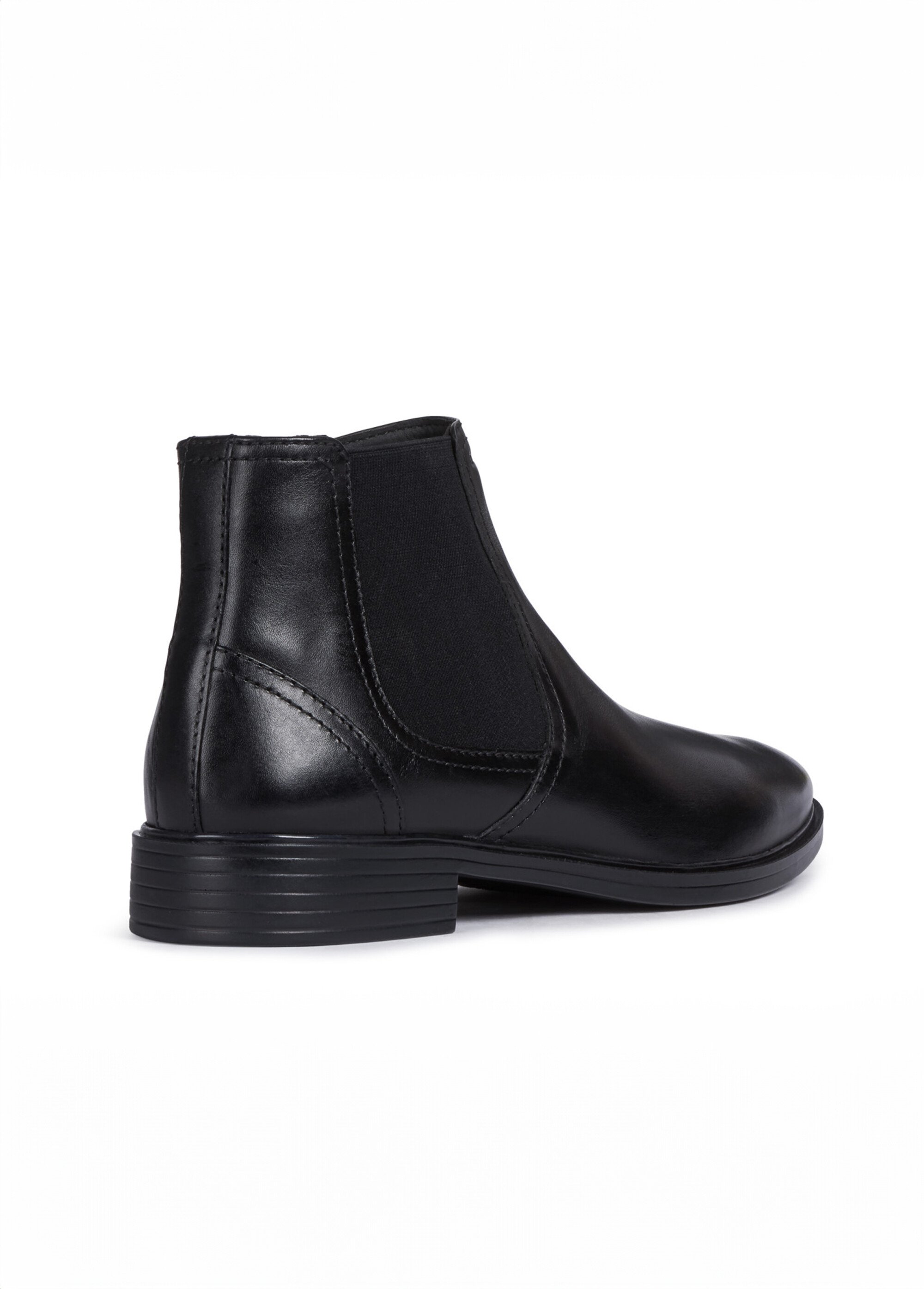 Boots Chelsea classiques en cuir lisse Homme Noir GEO-U044WA DO2