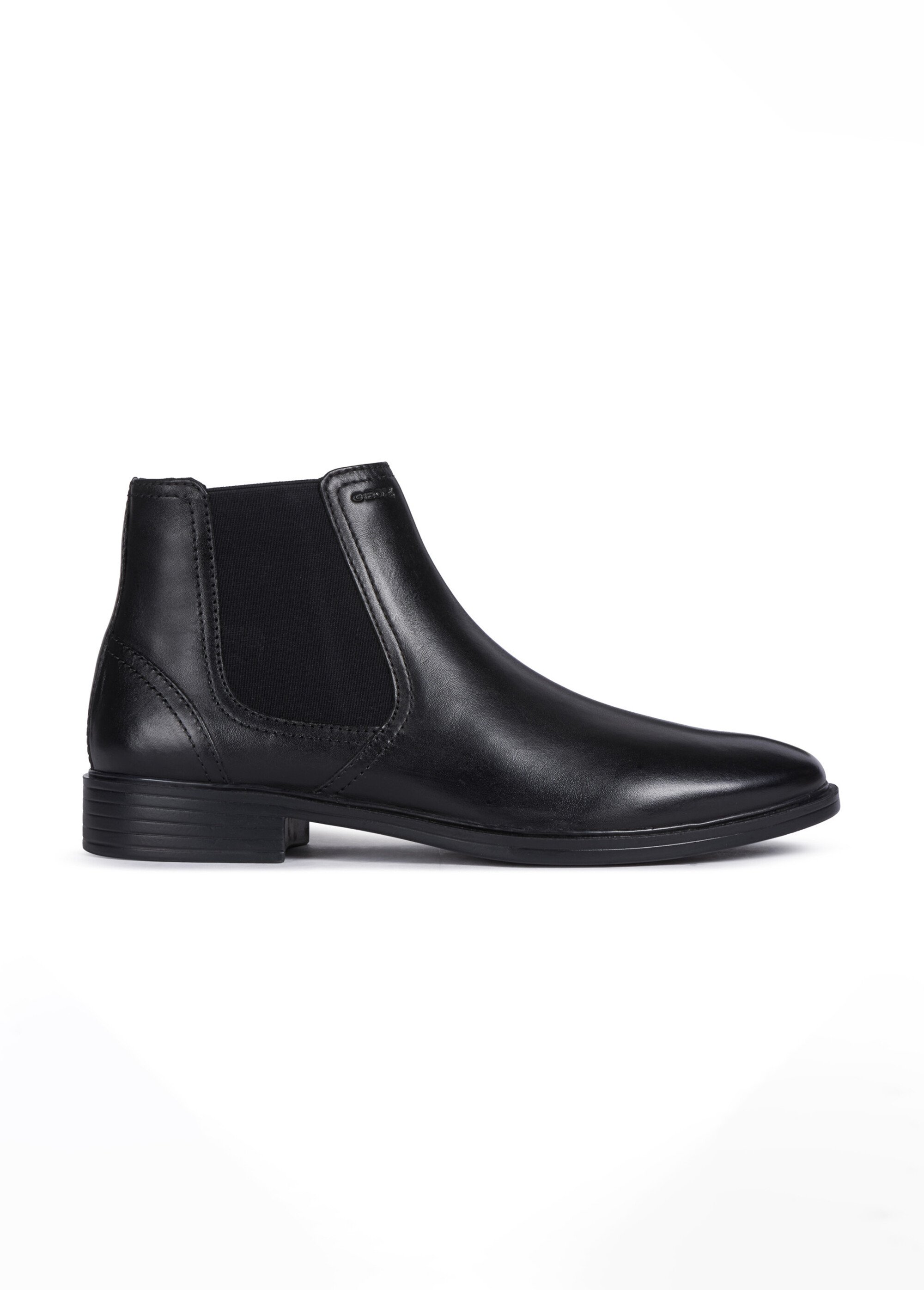 Boots Chelsea classiques en cuir lisse Homme Noir GEO-U044WA DR1