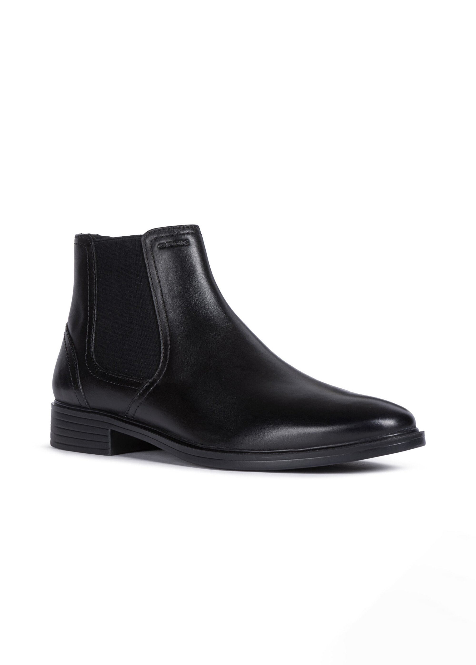 Boots Chelsea classiques en cuir lisse Homme Noir GEO-U044WA FA1