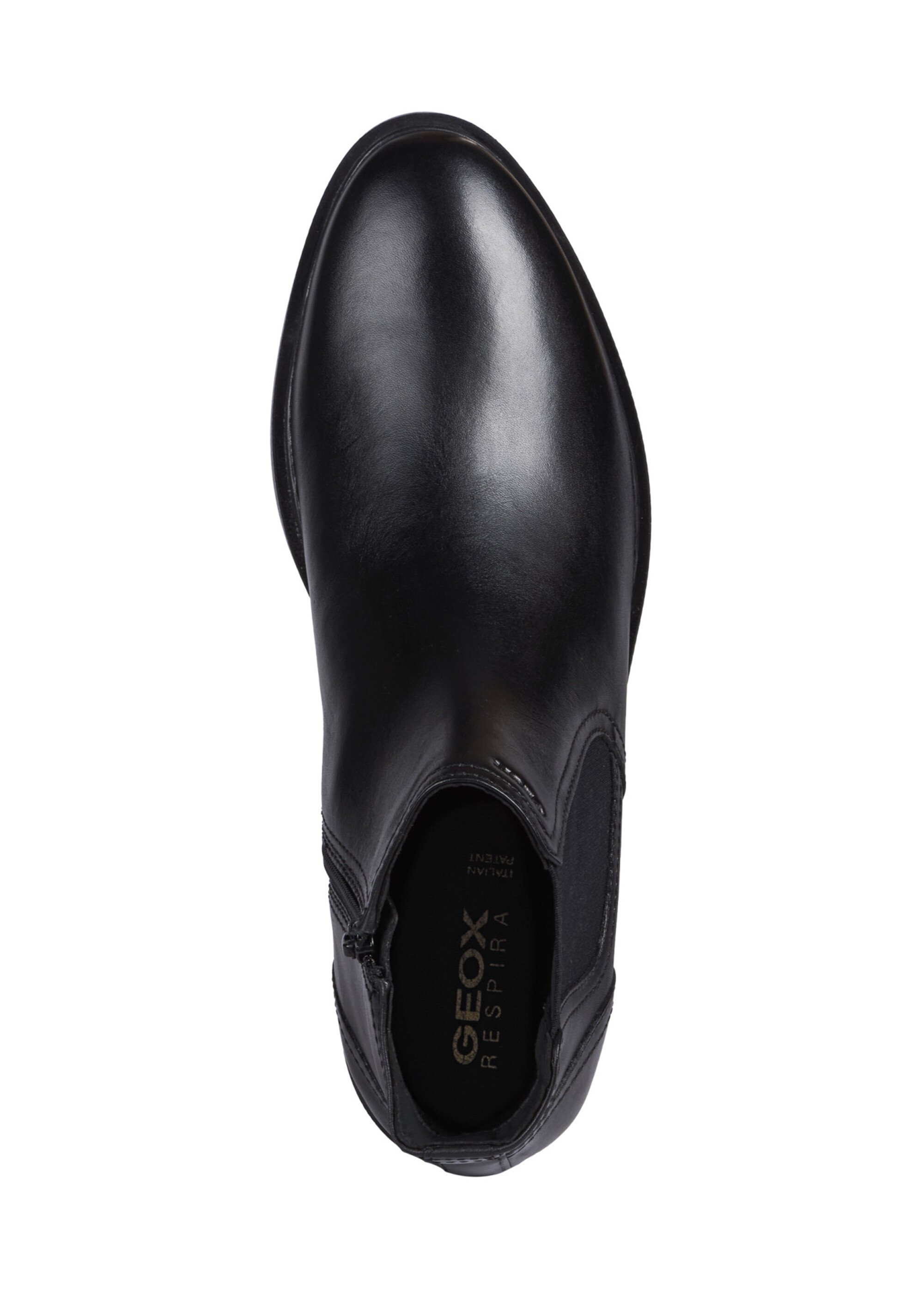 Boots Chelsea classiques en cuir lisse Homme Noir GEO-U044WA OV1