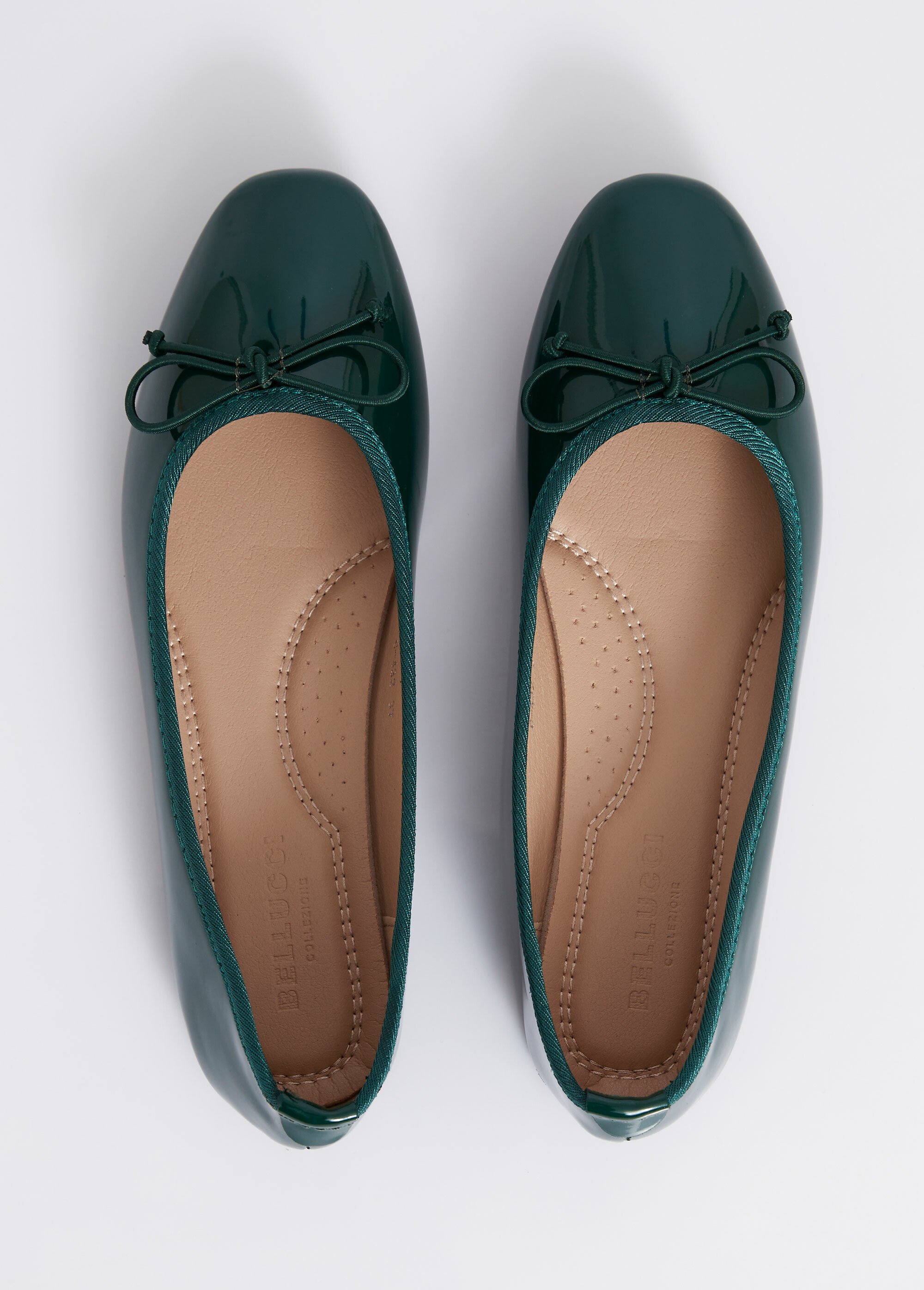 Ballerines vernies plates, petit noeud Femme Vert BELC-432 OV1