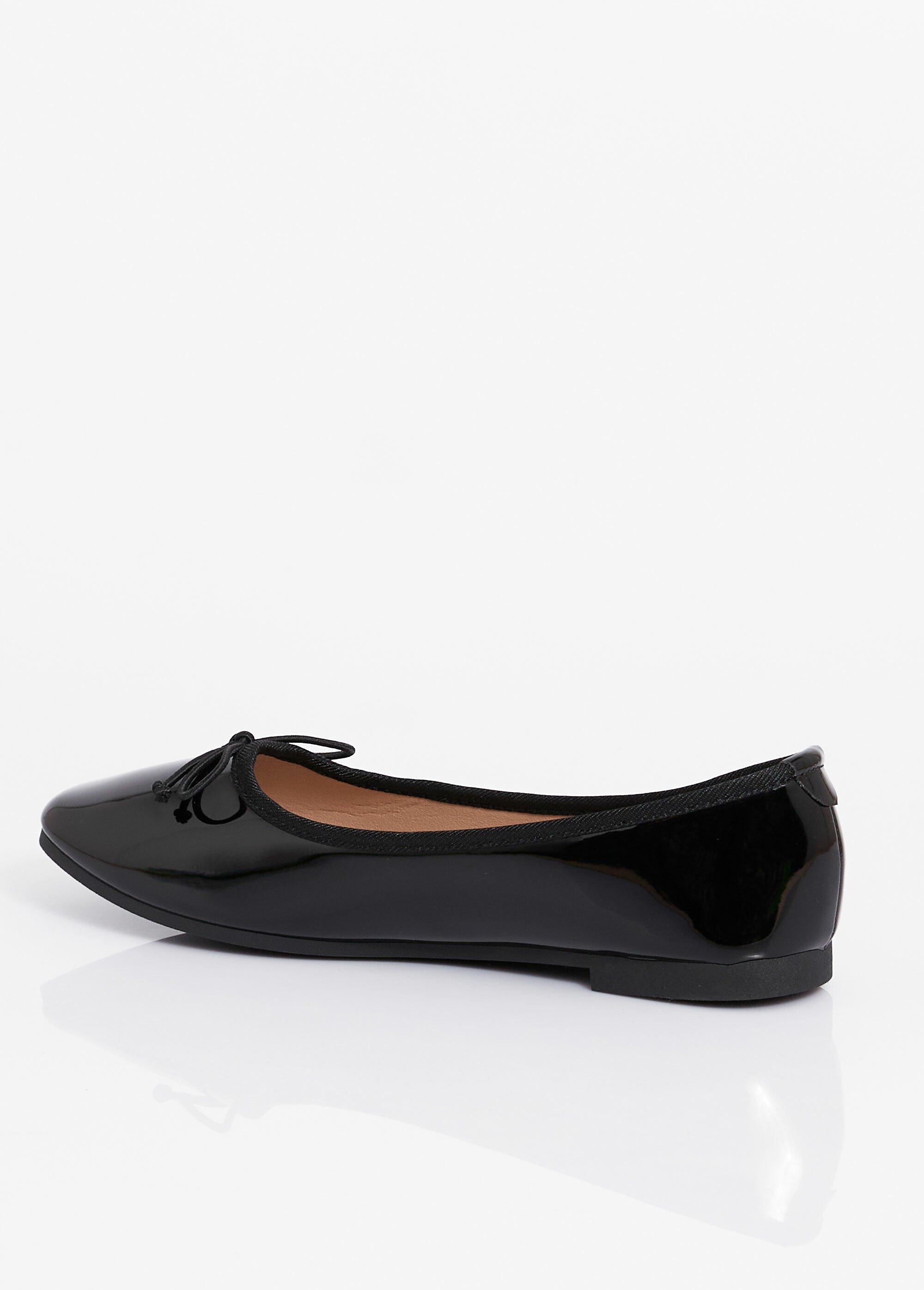 Ballerines vernies plates, petit noeud Femme Noir BELC-432 DO1