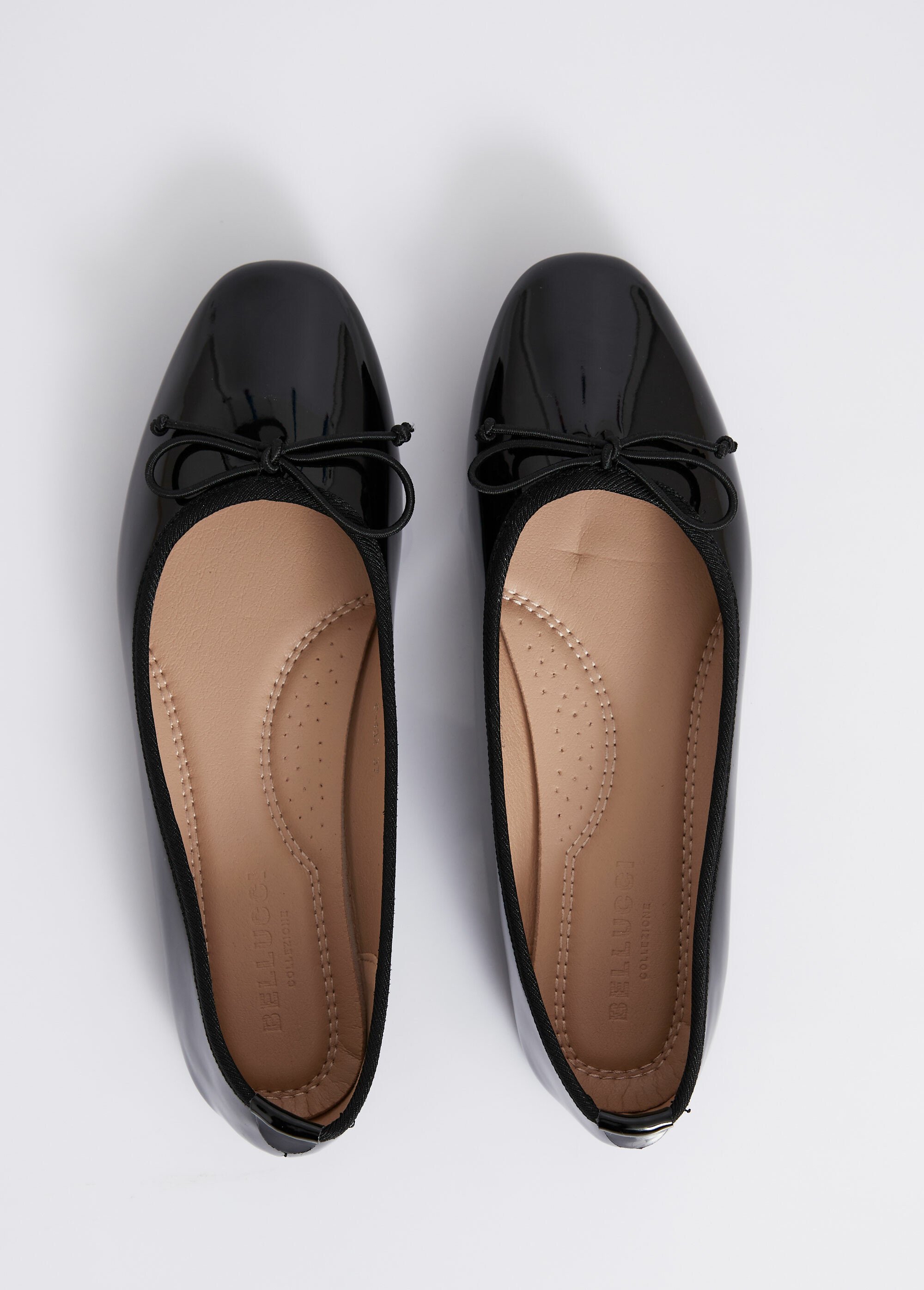 Ballerines vernies plates, petit noeud Femme Noir BELC-432 OV1