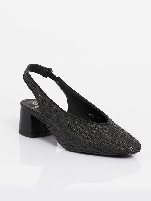Escarpins bride slingback, effet tissé Femme Noir BELD-093 FA1
