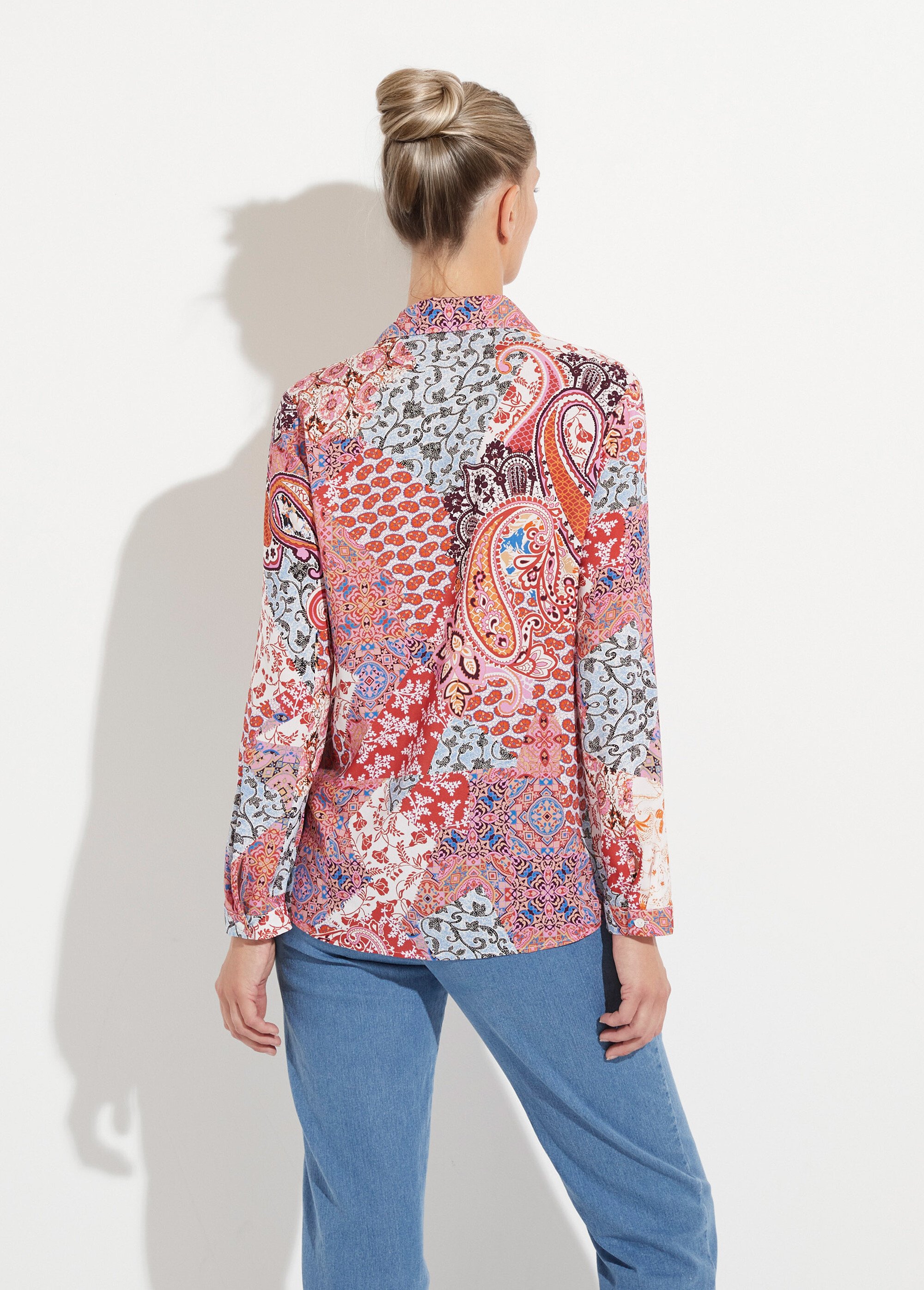 Chemisier boutonné long imprimé cachemire fluide Femme Rose CLARISSE DO1