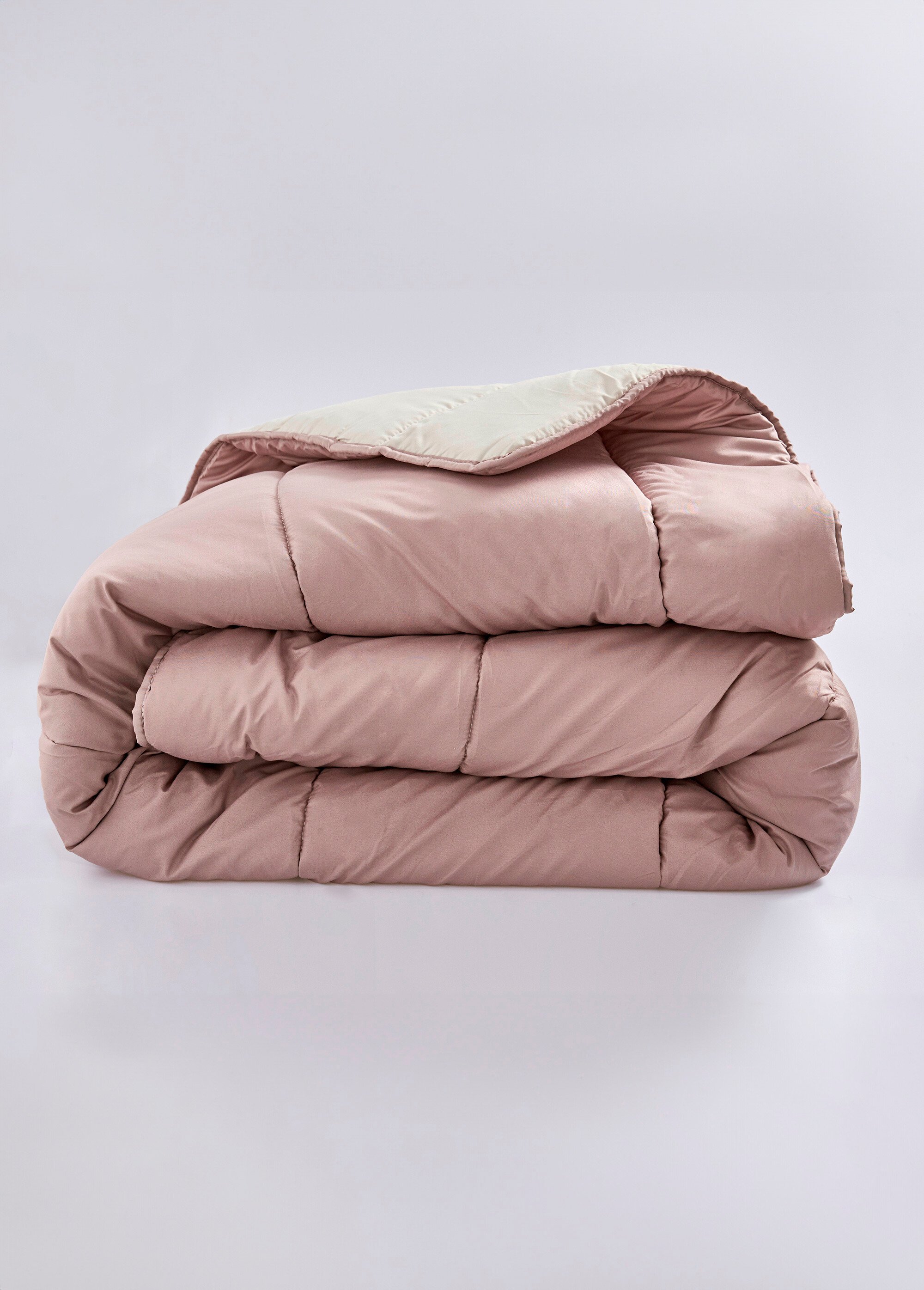 Couette microfibre bicolore réversible 400 g/m² BEIGE ET TAUPE ROSINE DE1