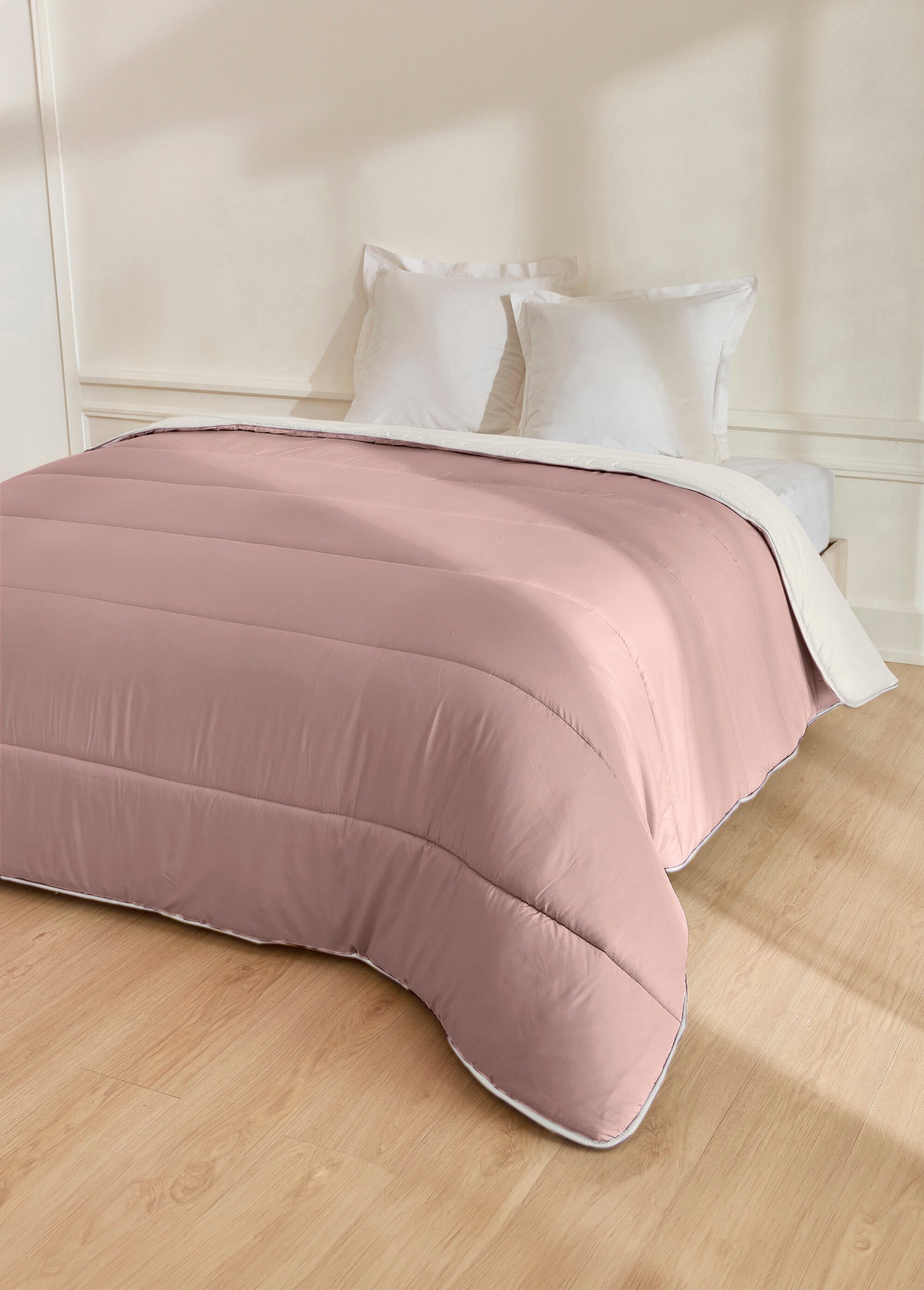 Couette microfibre bicolore réversible 400 g/m² BEIGE ET TAUPE ROSINE FA1