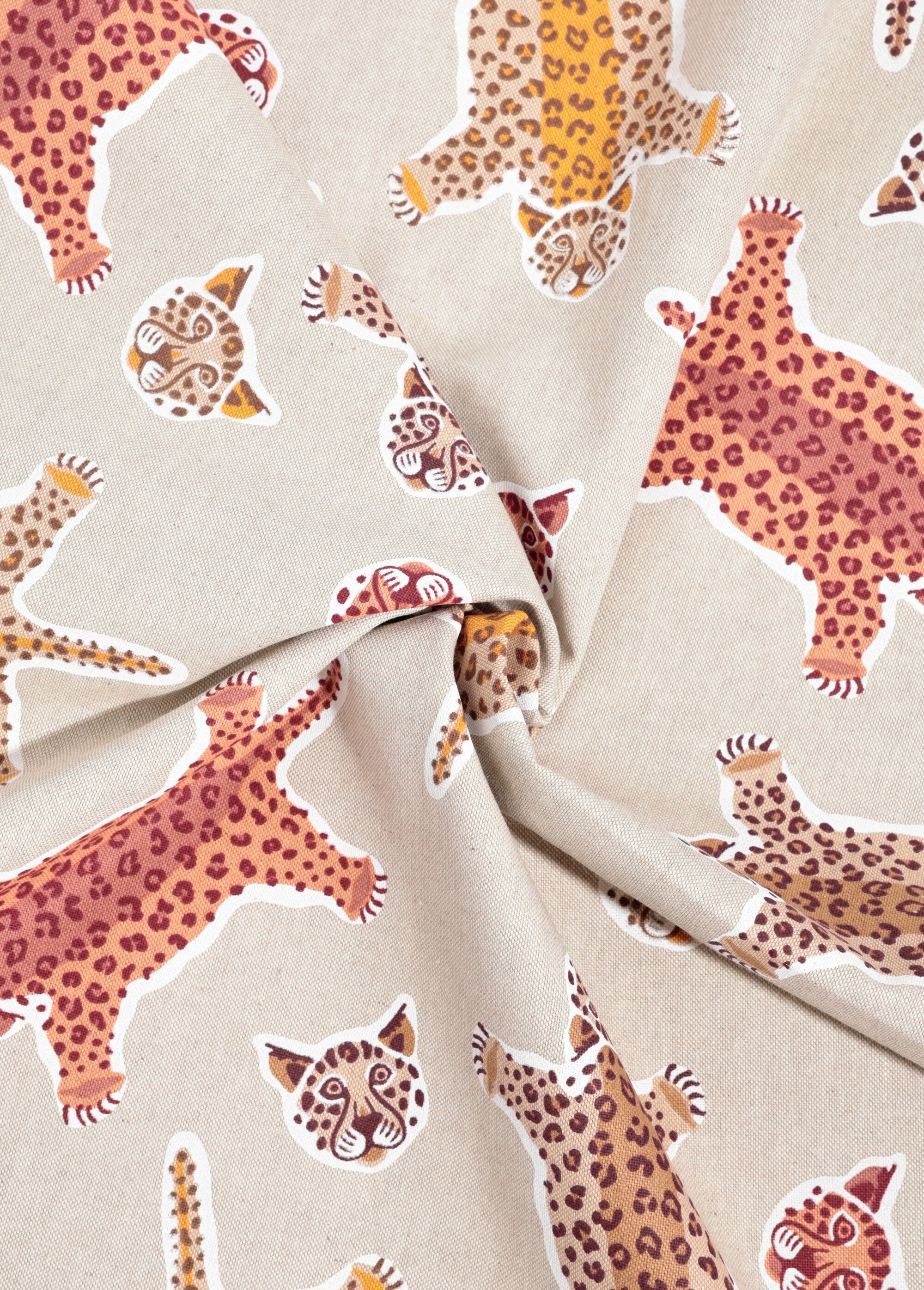 Coupon déco aspect lin, panthère 2x1,4m