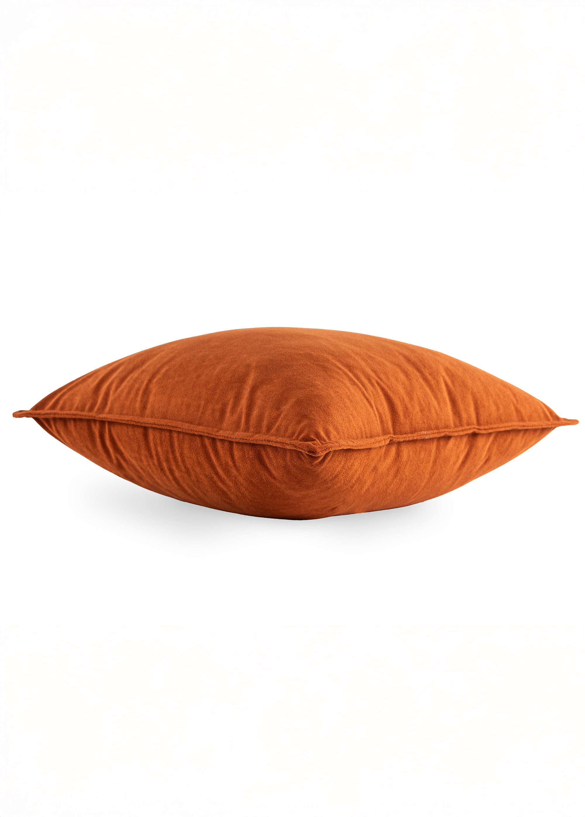 Coussin carré en velours avec passepoil Marron TIS-ROY DE1