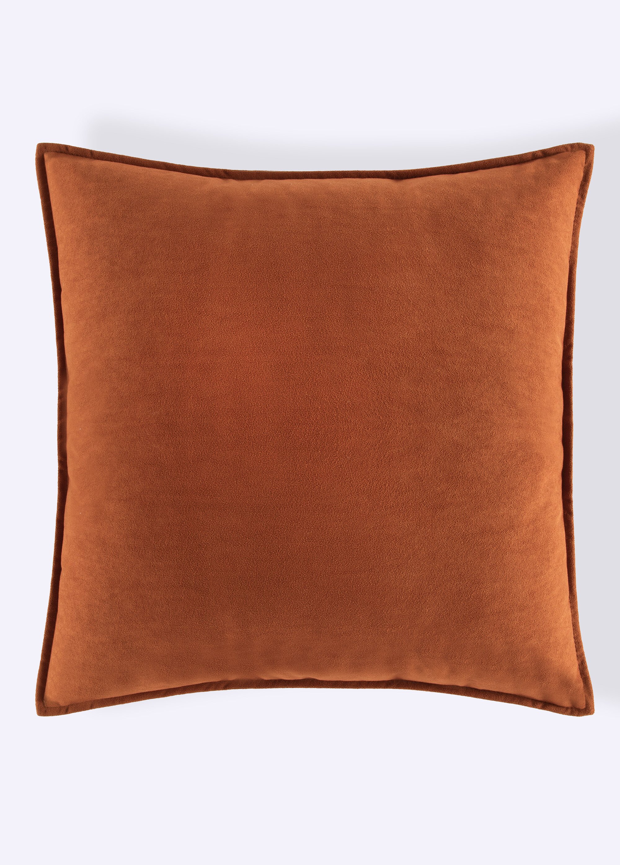 Coussin carré en velours avec passepoil Marron TIS-ROY FA1