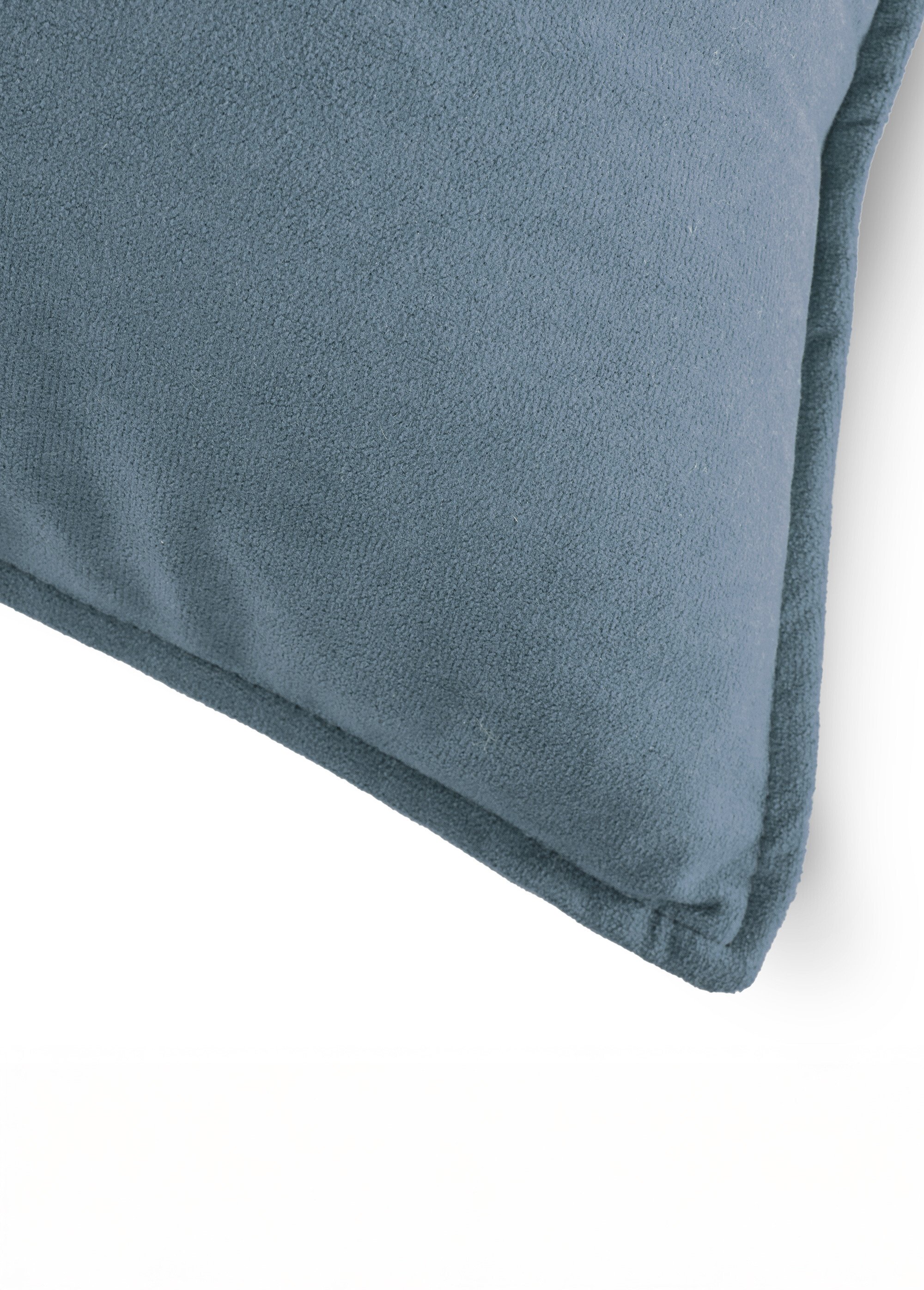 Coussin carré en velours avec passepoil Bleu TIS-ROY DE2