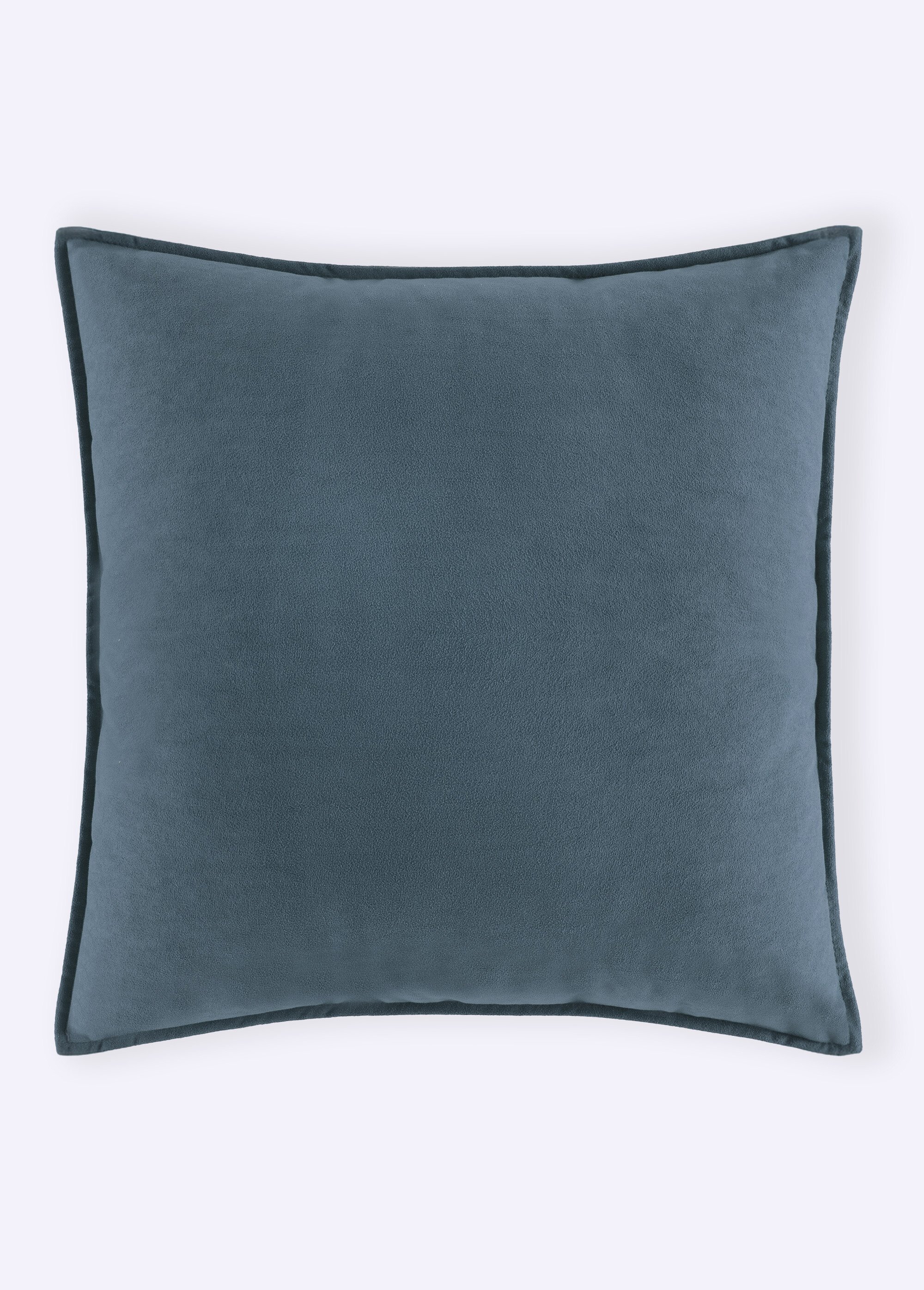 Coussin carré en velours avec passepoil