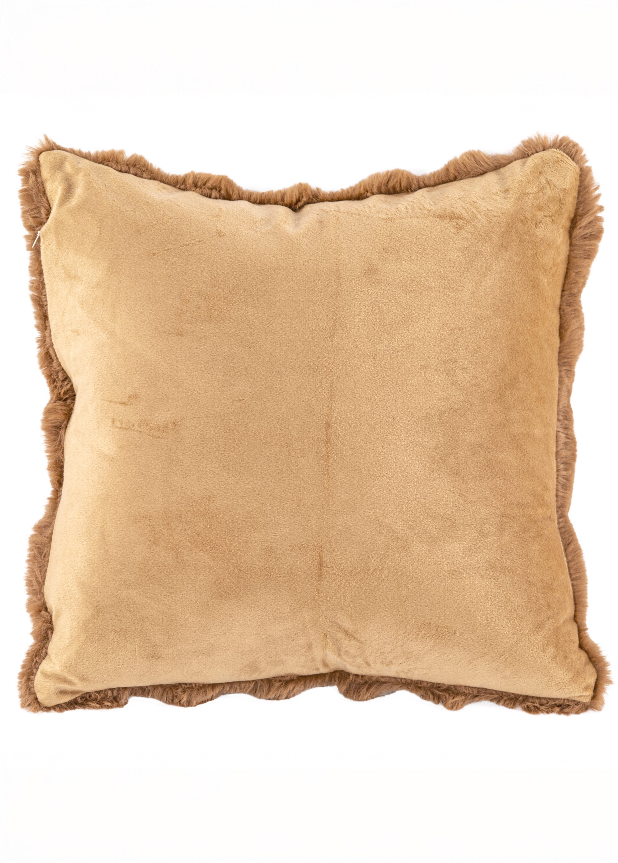Coussin déco cotelé fausse fourrure