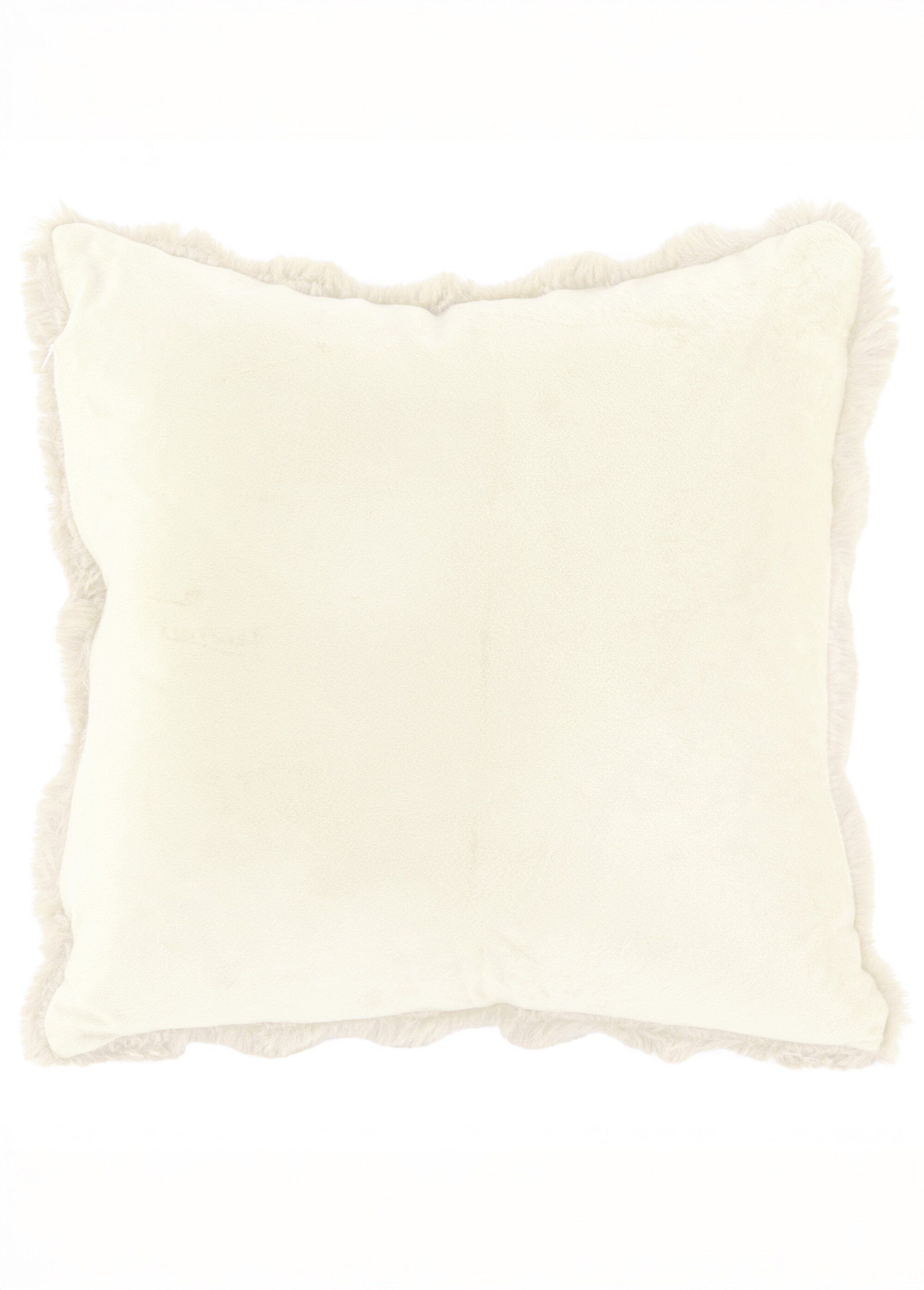 Coussin déco cotelé fausse fourrure