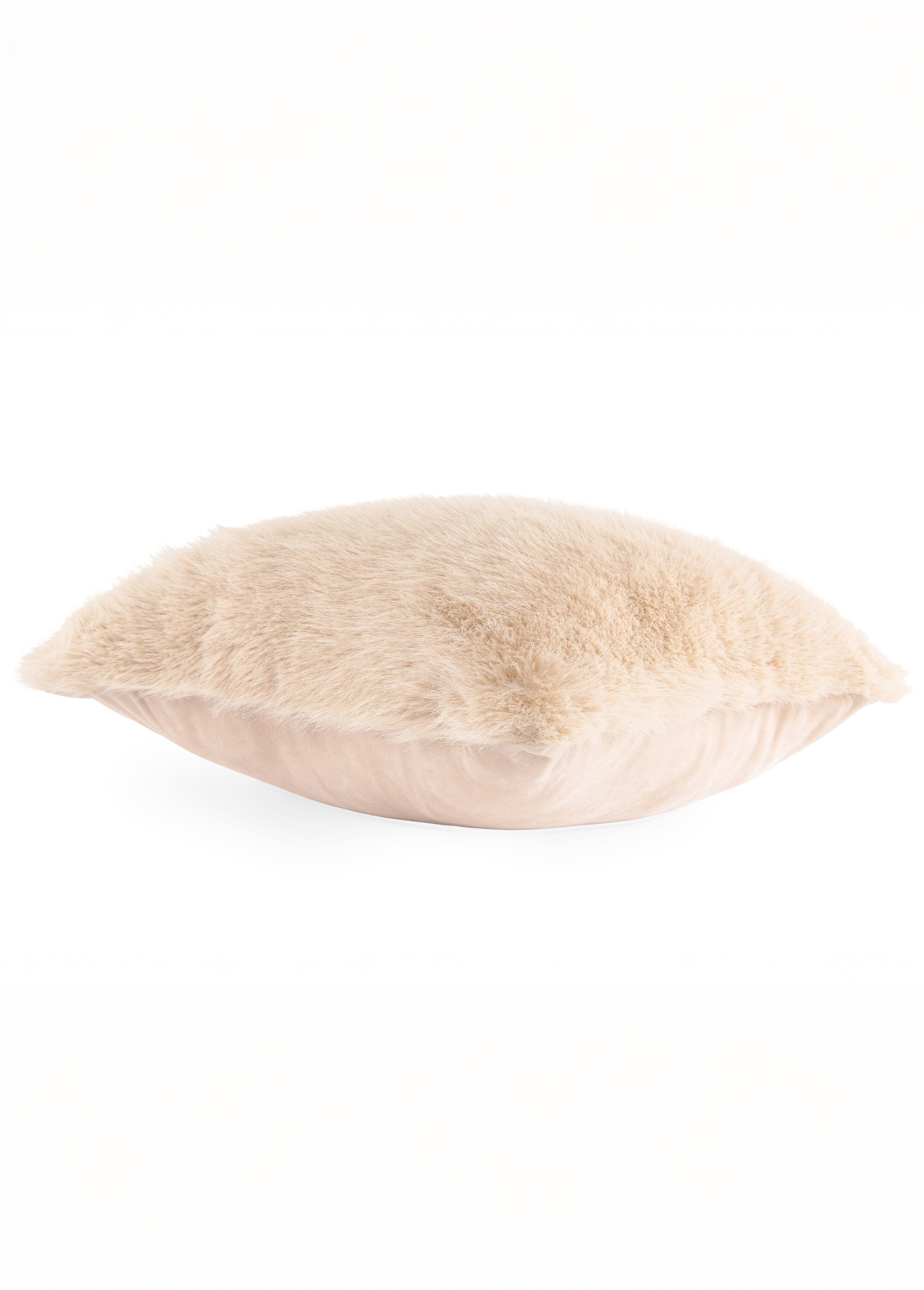 Coussin déco fausse fourrure longs poils Beige TIS-JUNE DE1