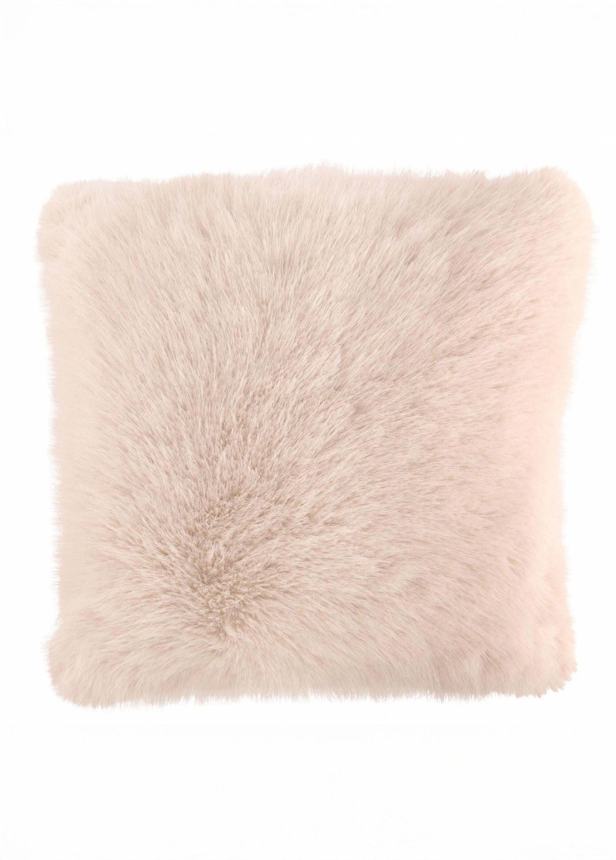 Coussin déco fausse fourrure longs poils Beige TIS-JUNE FA1