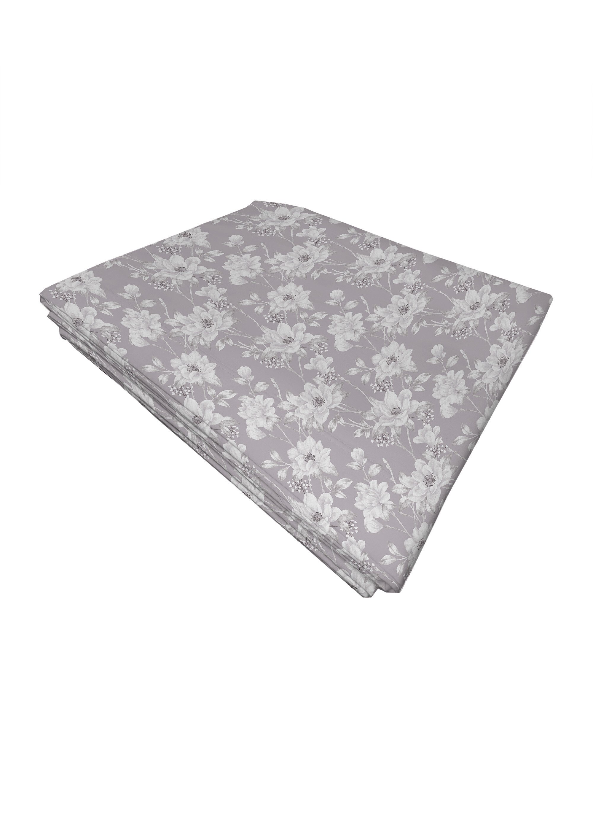 Drap plat imprimé fleurs flanelle coton Marron RENA-DP FA1