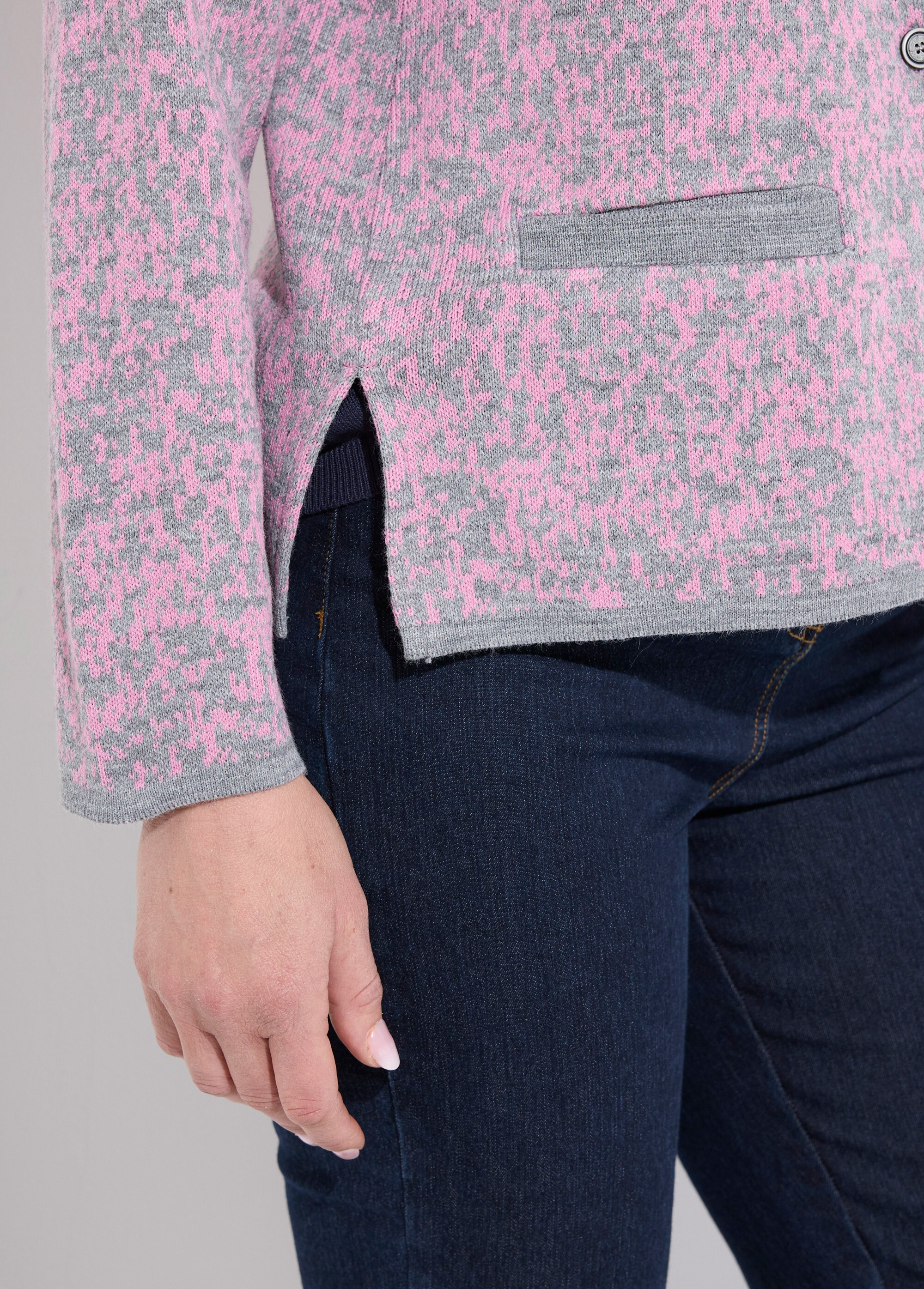 Gilet cardigan boutonné jacquard col rond Femme Rose PIATO DE1