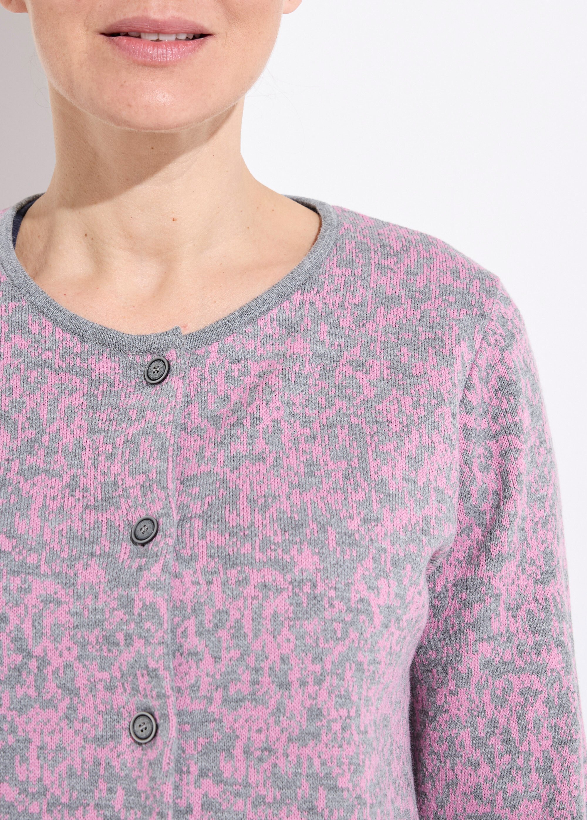 Gilet cardigan boutonné jacquard col rond Femme Rose PIATO DE2