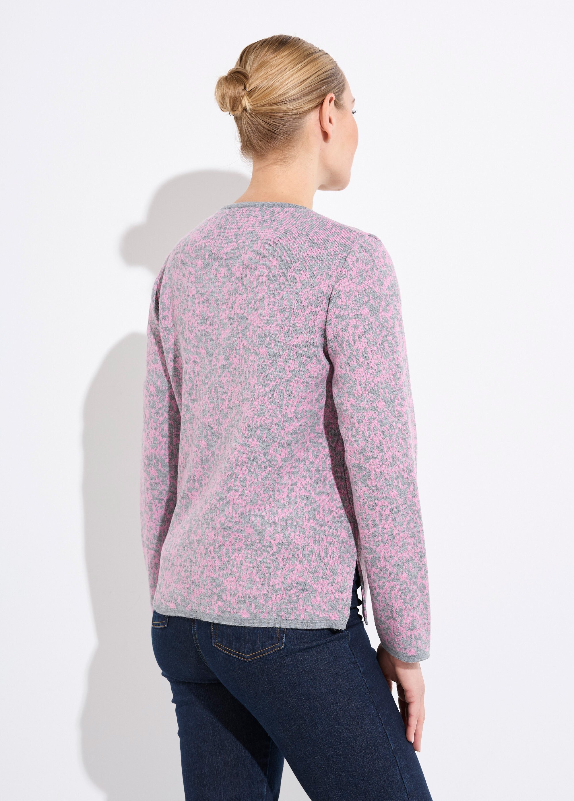 Gilet cardigan boutonné jacquard col rond