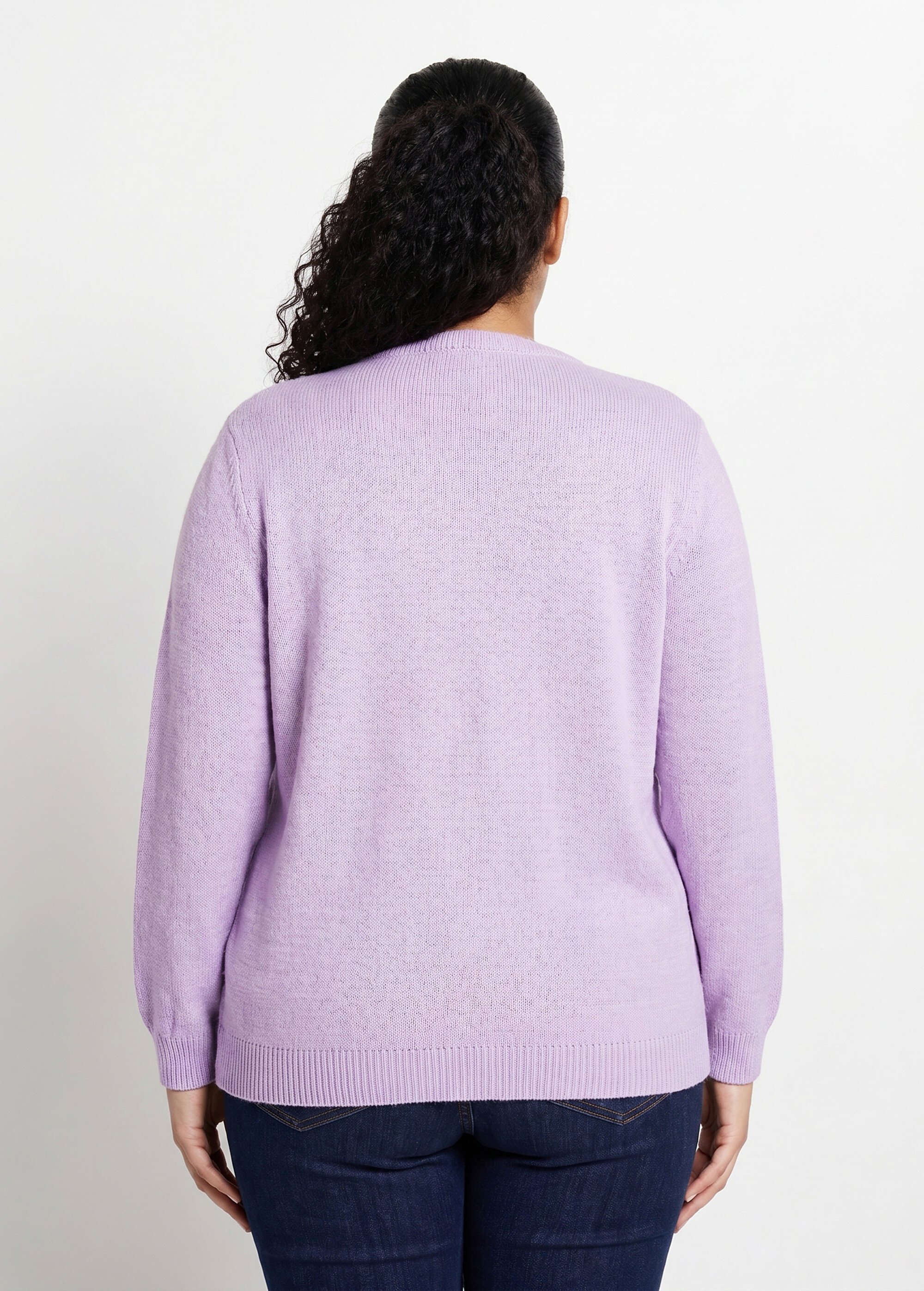 Gilet doux uni col V boutonné court brodé